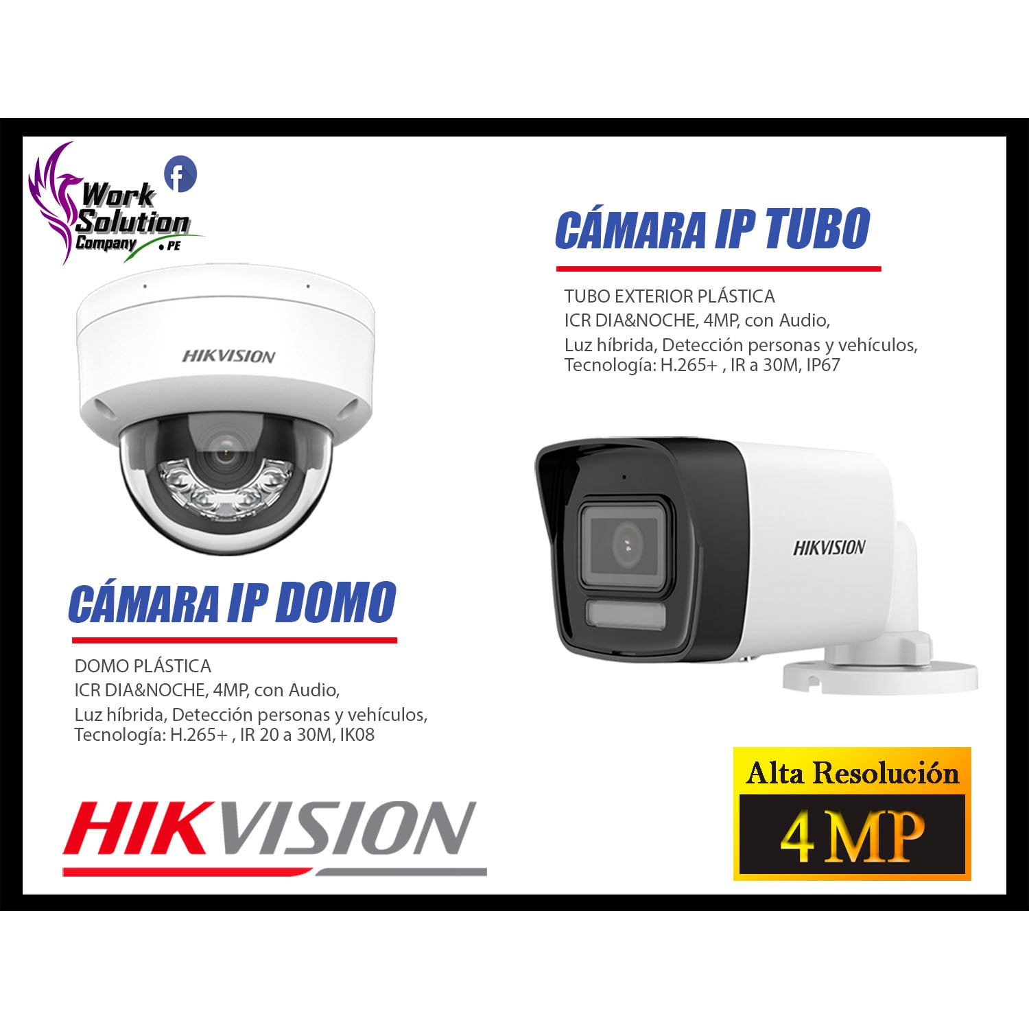 KIT 10 CÁMARA SEGURIDAD HIKVISION IP POE 4MP AUDIO INCORPORADO HDMI 3M DISCO 1TB - 4
