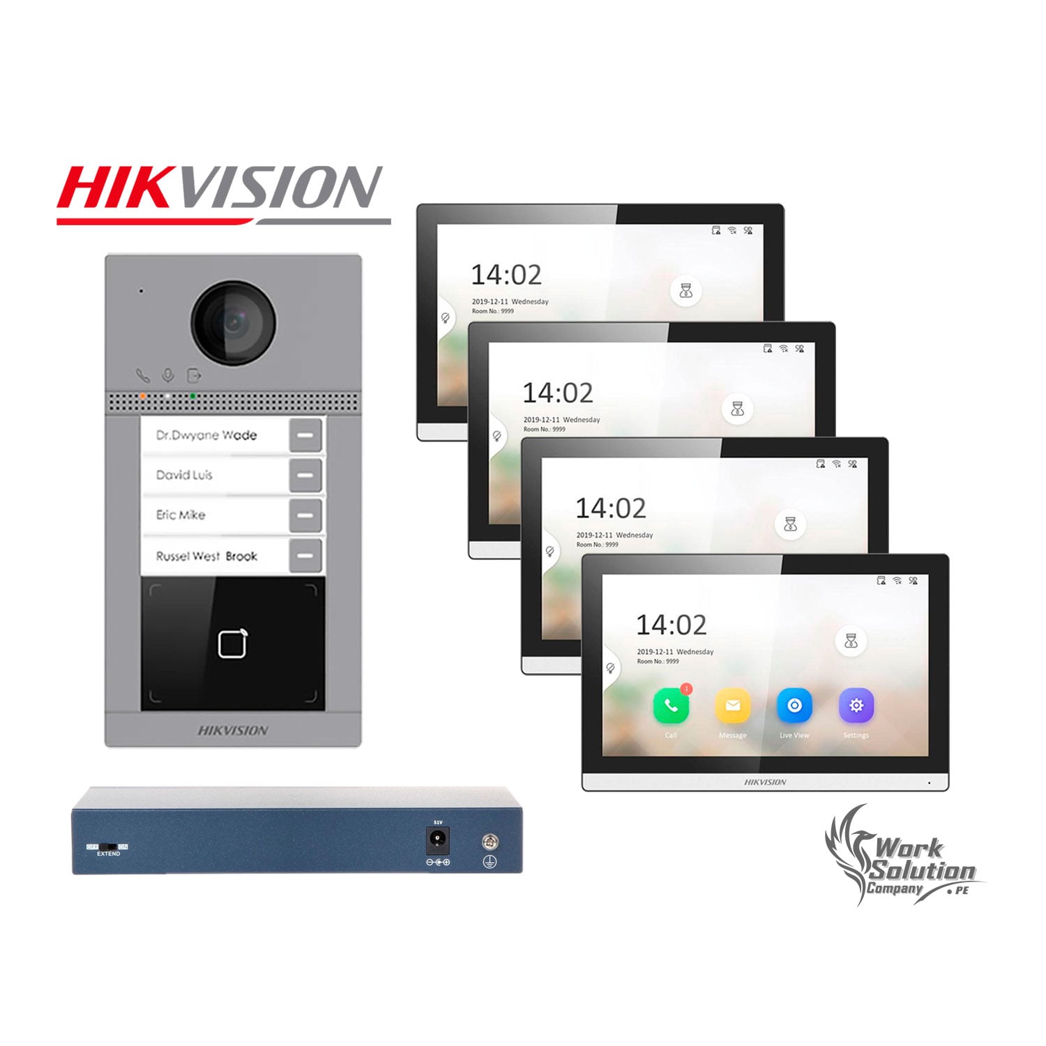 FRENTE DE VIDEOPORTERO HIKVISION DS-KV8413 CÁMARA 2MP 4 BOTÓN LLAMADA 4 PANTALLAS - 1