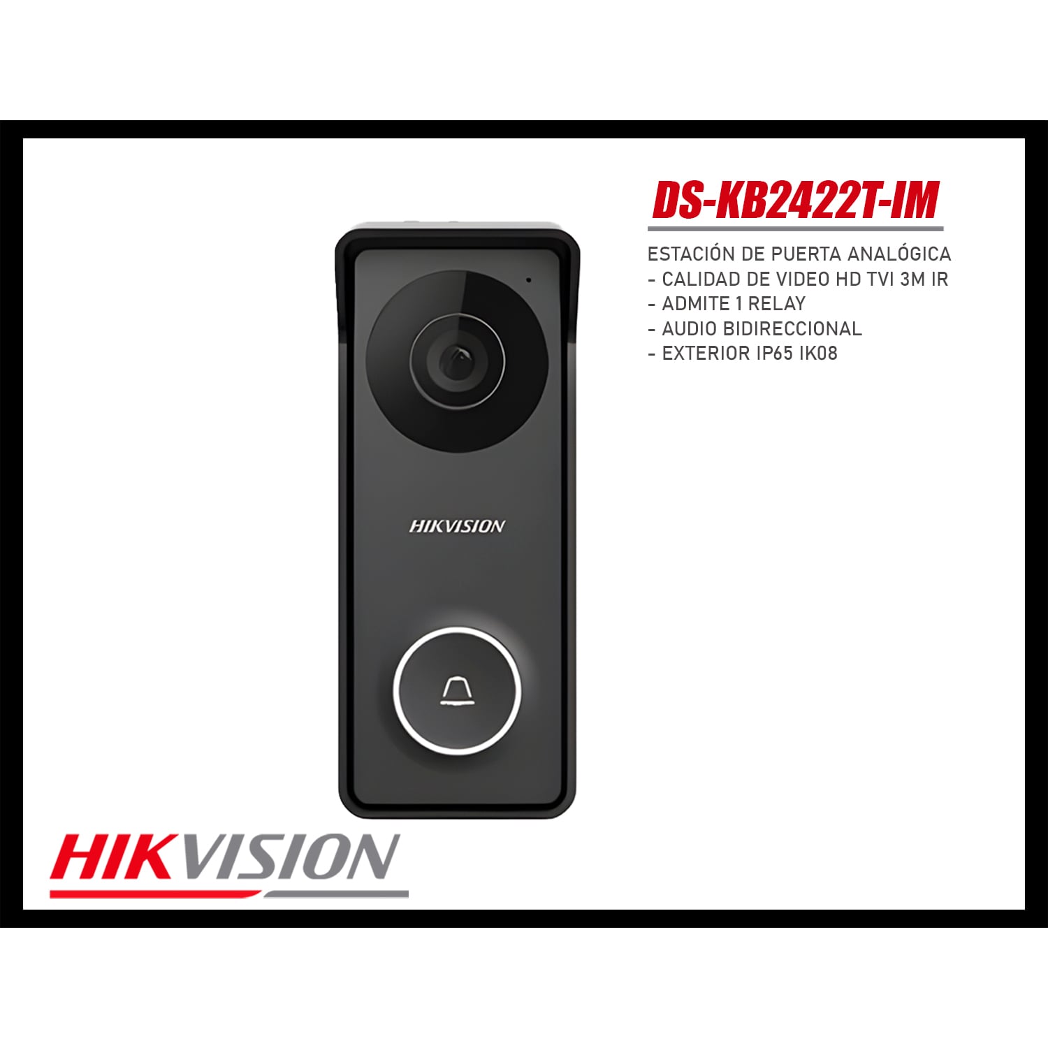 KIT VIDEOPORTERO HÍBRIDO HIKVISION DS-KIS313-P HD CONTROL APP 1 PANTALLA TÁCTIL - 4