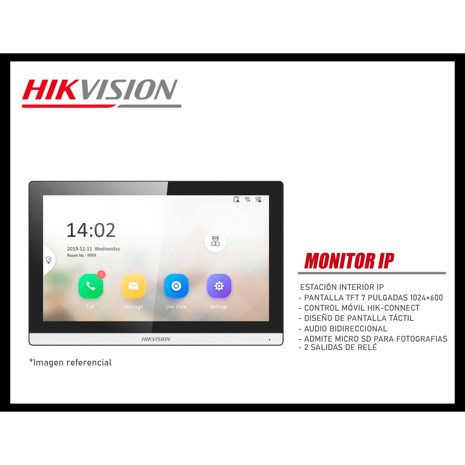 KIT VIDEOPORTERO HÍBRIDO HIKVISION DS-KIS313-P HD CONTROL APP 1 PANTALLA TÁCTIL - 5