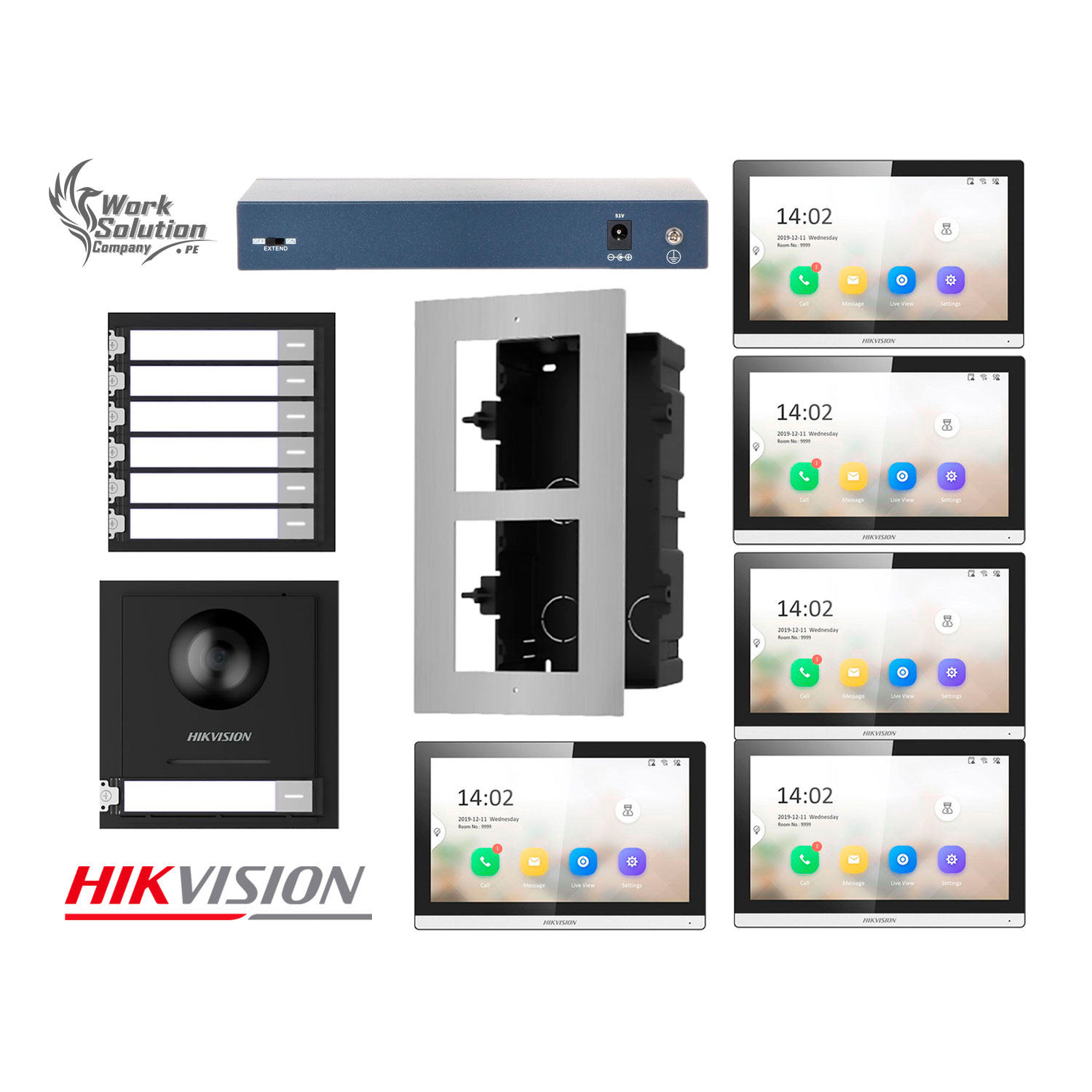 FRENTE DE VIDEOPORTERO HIKVISION DS-KD8003 CÁMARA OJO PEZ 2MP BOTÓN LLAMADA 5 PANTALLAS - 1