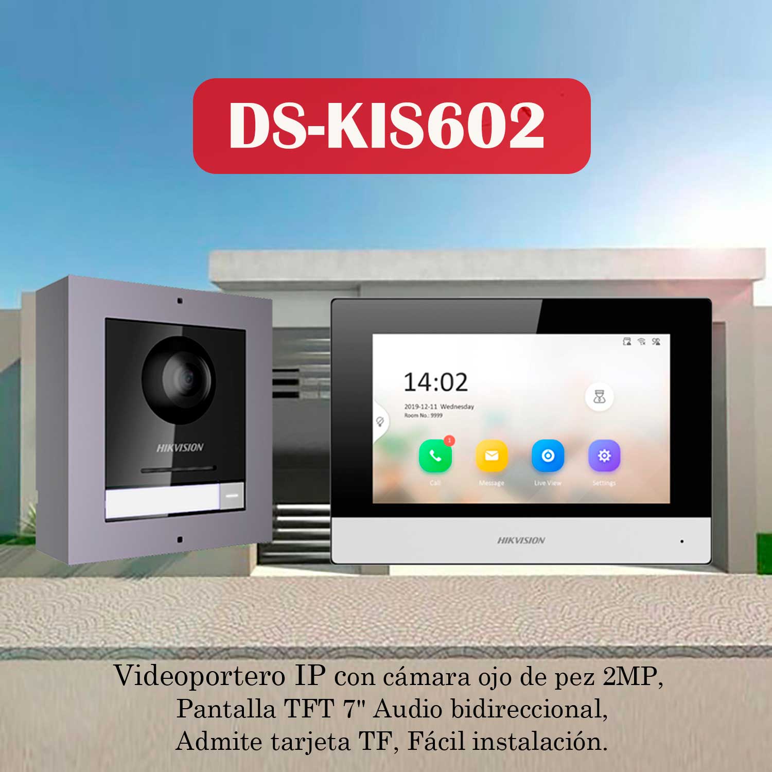 KIT VIDEOPORTERO IP HIKVISION DS-KIS602 CÁMARA 2MP APP LLAMADA 1 MONITOR 4.3' - 3