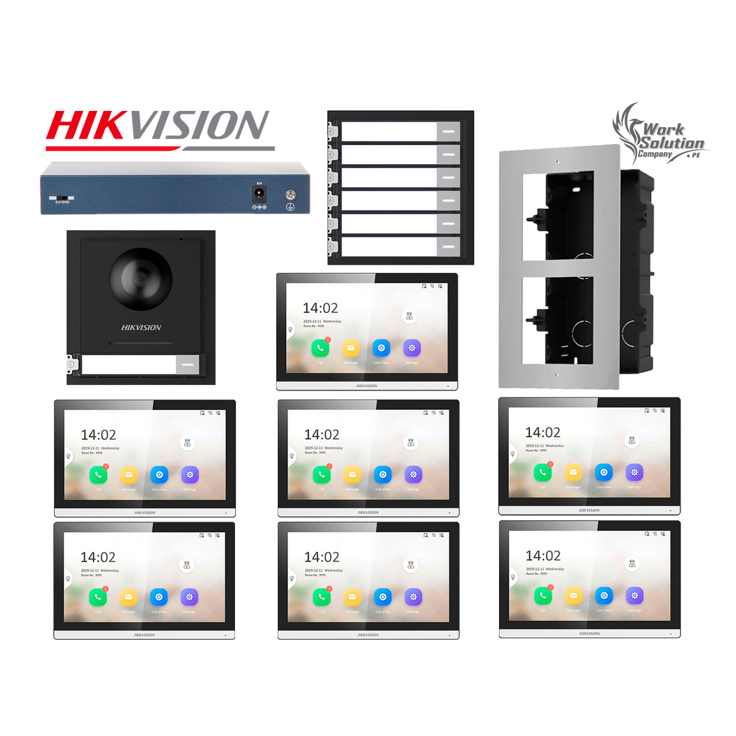 FRENTE DE VIDEOPORTERO HIKVISION DS-KD8003 CÁMARA OJO PEZ 2MP BOTÓN LLAMADA 7 PANTALLAS - 1