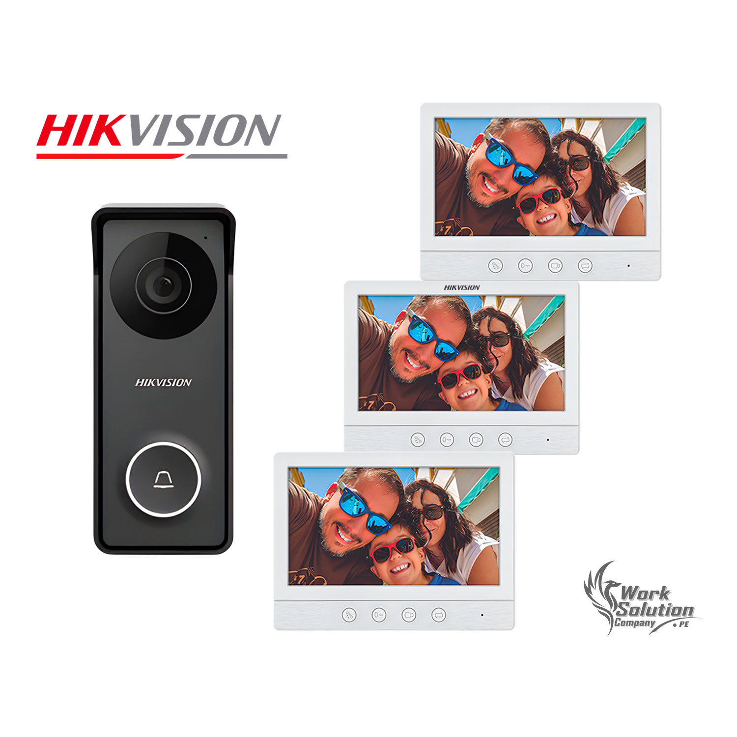 KIT VIDEOPORTERO ANALÓGICO HIKVISION DS-KIS213 HD 2 PANTALLAS 7 PULGADAS IP65 - 1