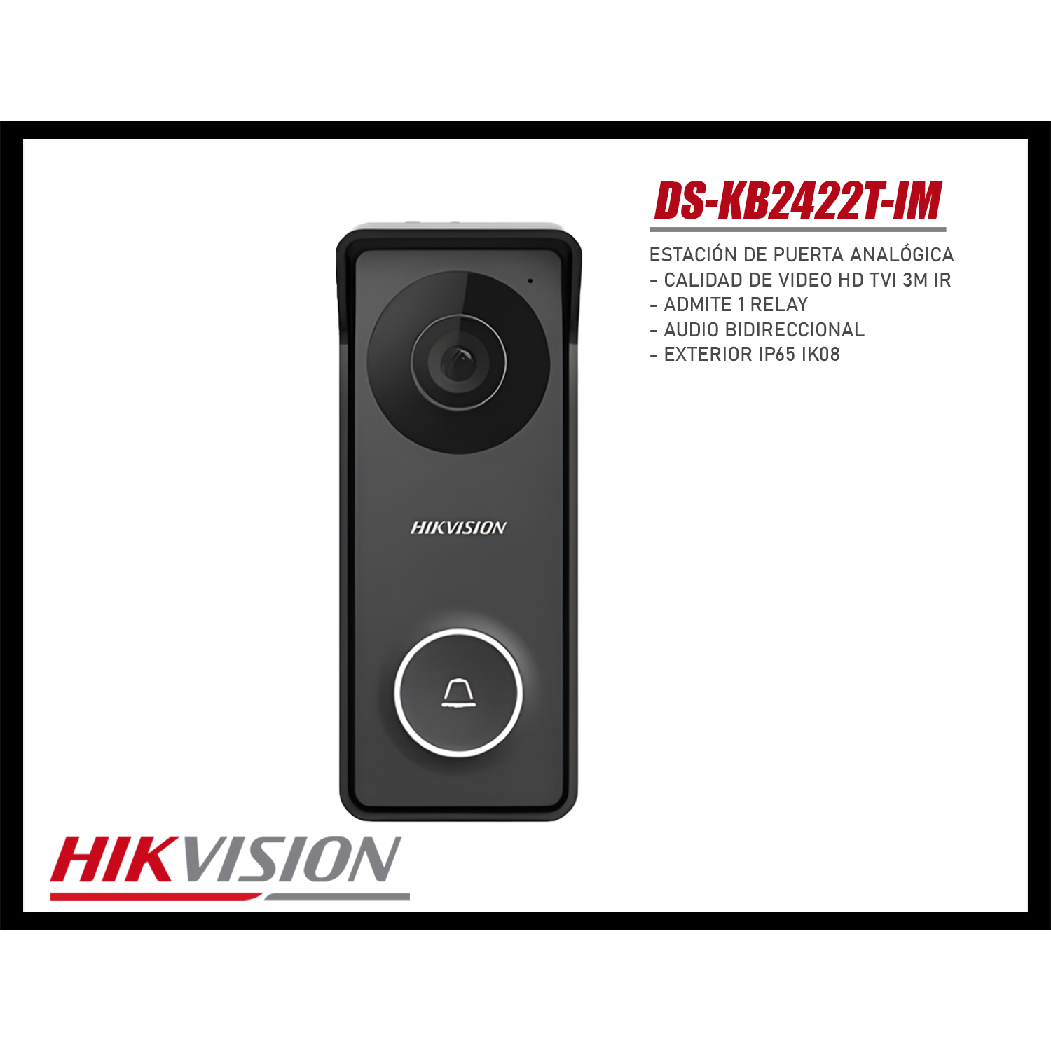 KIT VIDEOPORTERO ANALÓGICO HIKVISION DS-KIS213 HD 2 PANTALLAS 7 PULGADAS IP65 - 4