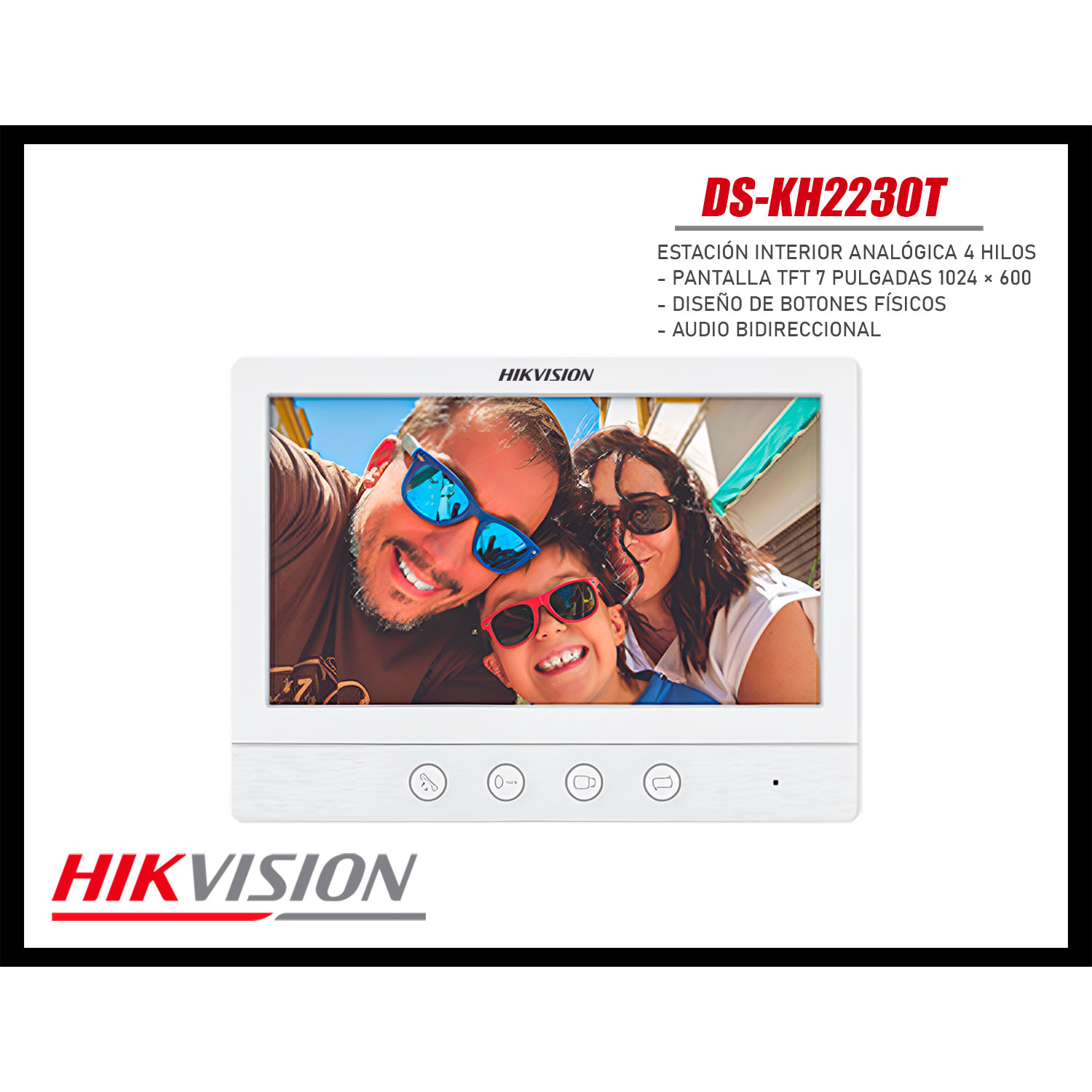 KIT VIDEOPORTERO ANALÓGICO HIKVISION DS-KIS213 HD 2 PANTALLAS 7 PULGADAS IP65 - 5
