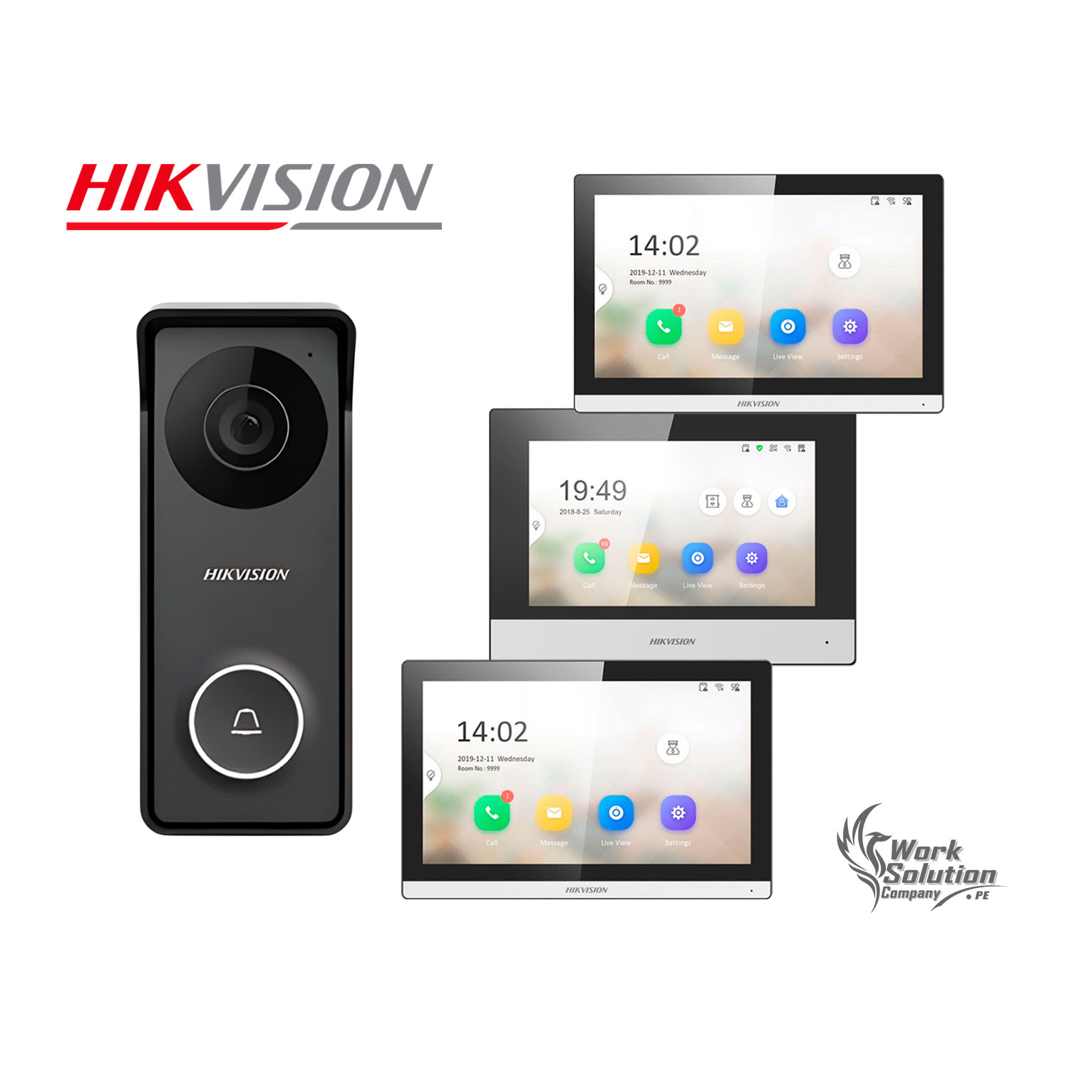 KIT VIDEOPORTERO HÍBRIDO HIKVISION DS-KIS313-P HD CONTROL APP 2 PANTALLAS TÁCTIL - 1