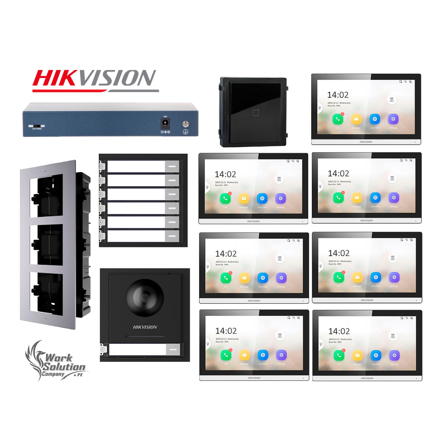 FRENTE DE VIDEOPORTERO HIKVISION DS-KD8003 CÁMARA 2MP BOTÓN LLAMADA 7 PANTALLAS LECTOR - 1