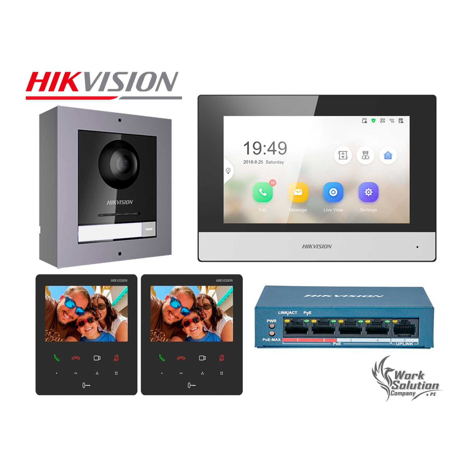 KIT VIDEOPORTERO IP HIKVISION DS-KIS602 CÁMARA 2MP APP LLAMADA 2 MONITORES 4.3' - 1