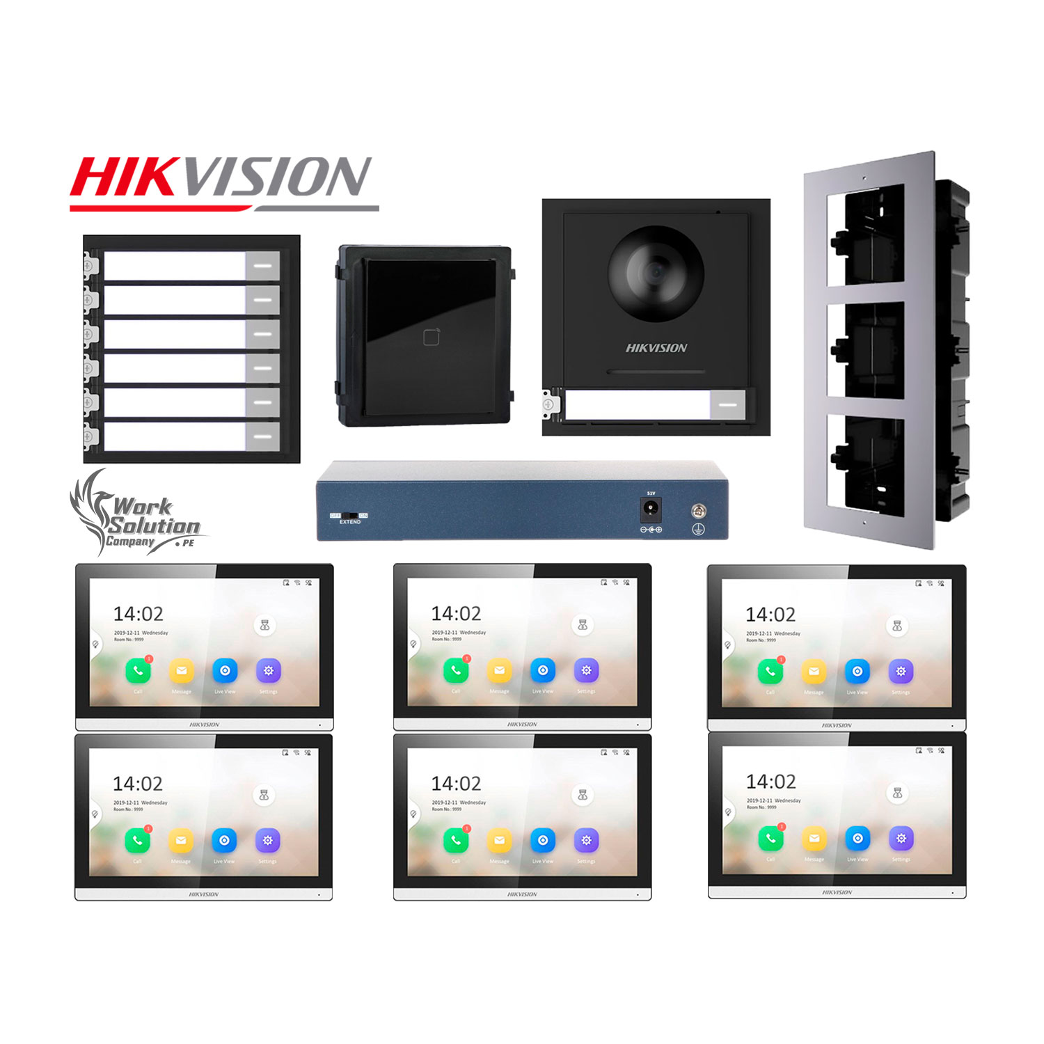 FRENTE DE VIDEOPORTERO HIKVISION DS-KD8003 CÁMARA 2MP BOTÓN LLAMADA 6 PANTALLAS LECTOR - 1
