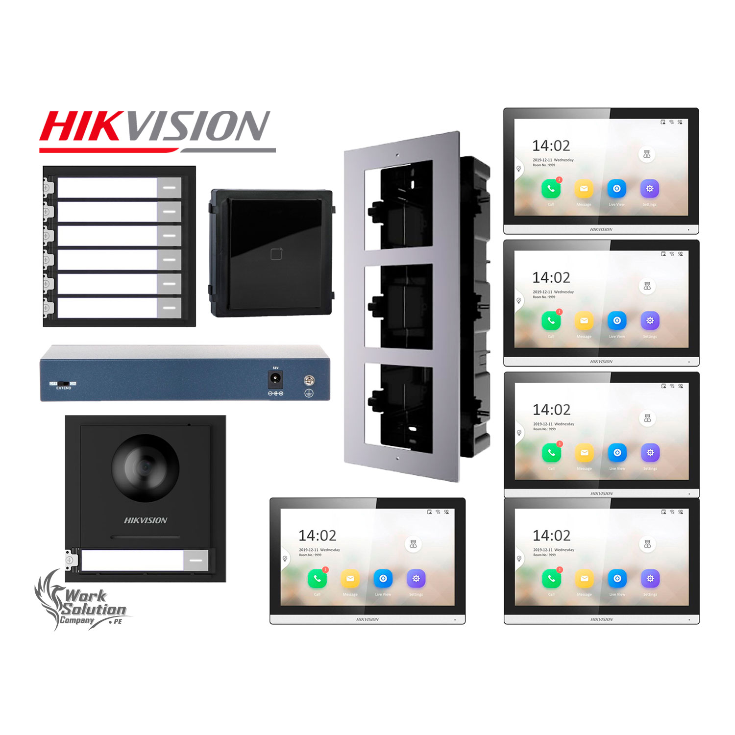 FRENTE DE VIDEOPORTERO HIKVISION DS-KD8003 CÁMARA 2MP BOTÓN LLAMADA 5 PANTALLAS LECTOR - 1