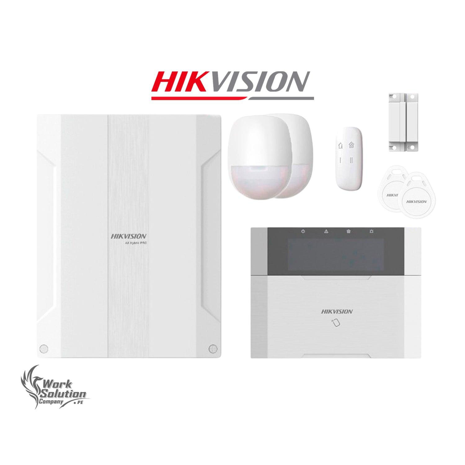 KIT ANTIRROBO HIKVISION AX HIBRIDO DS-PHA64-KIT 64 ZONAS PANEL SENSOR PIR CONTACTO TECLADO TAG - 1