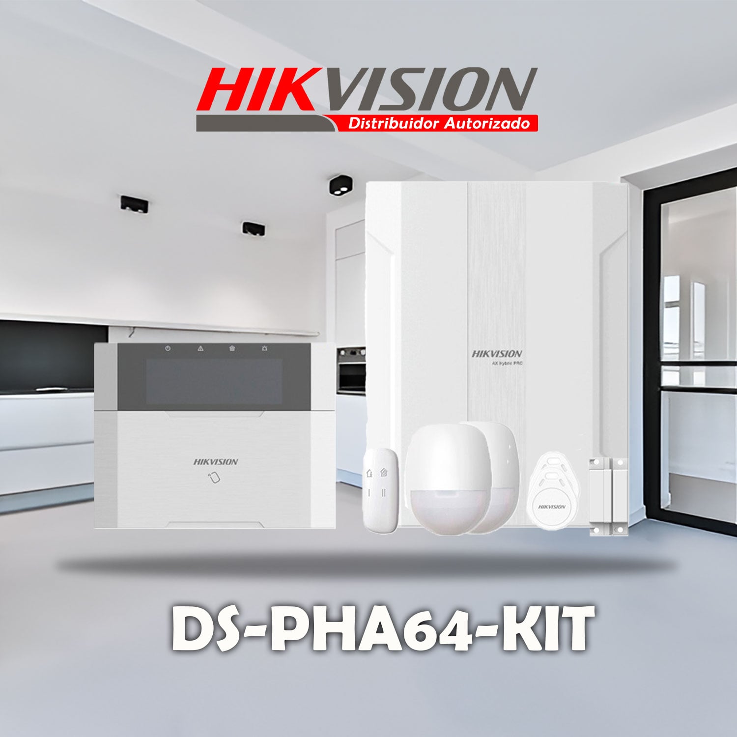 KIT ANTIRROBO HIKVISION AX HIBRIDO DS-PHA64-KIT 64 ZONAS PANEL SENSOR PIR CONTACTO TECLADO TAG - 2