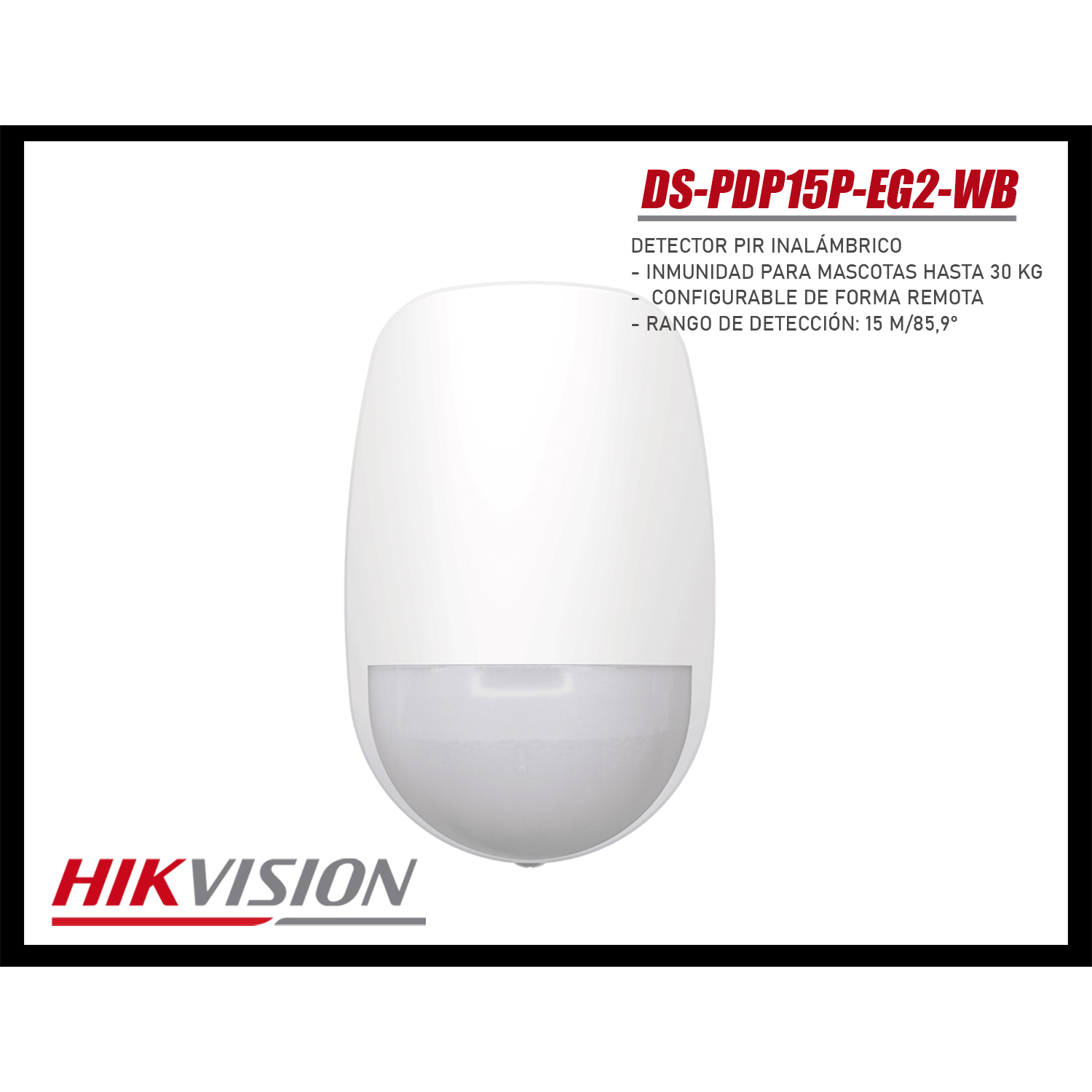 DETECTOR PIR HIKVISION DS-PDP15P-EG2-WB INALÁMBRICO DETECCIÓN 15M INTERIOR - 3