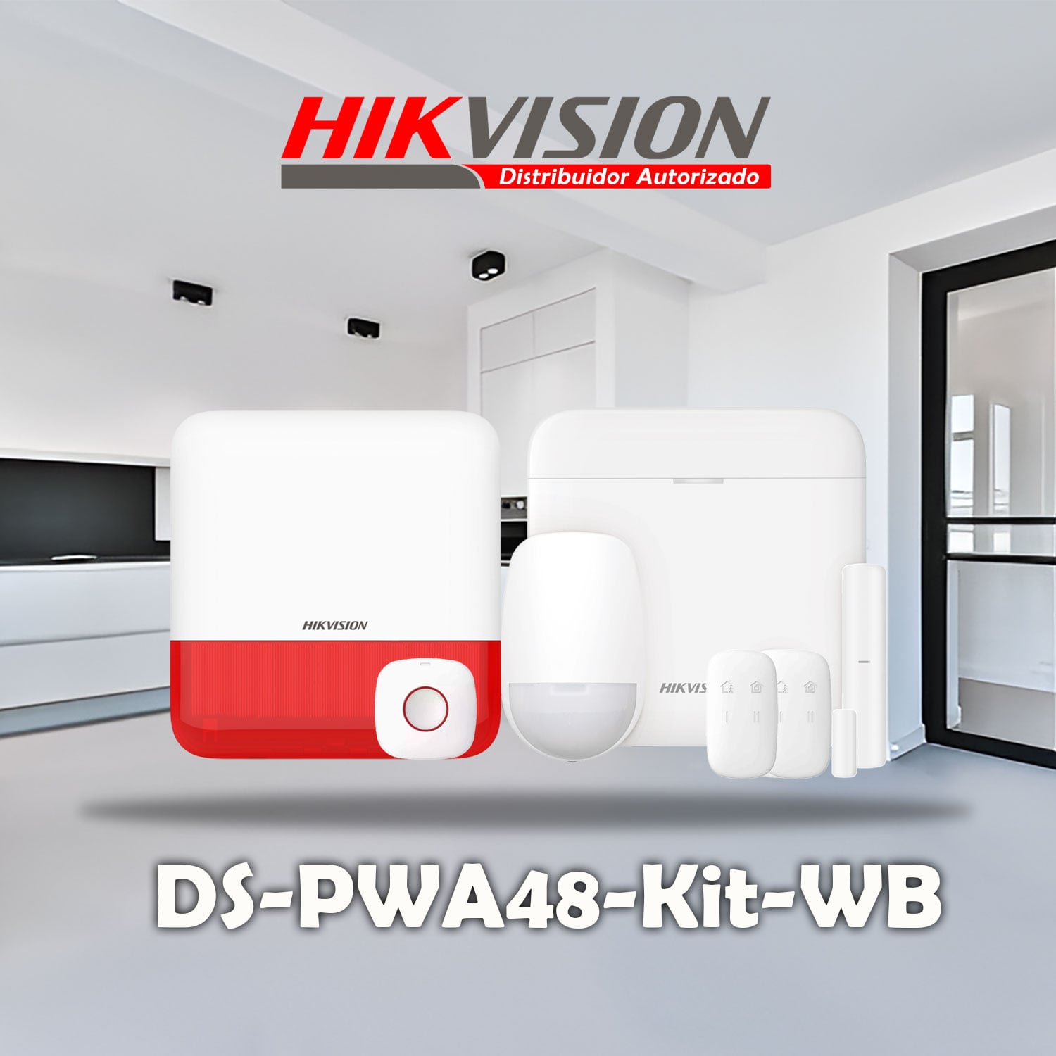 KIT ALARMA HIKVISION AX PRO DS-PWA48-KIT-WB PANEL SENSOR PIR MAGNÉTICO CONTROL SIRENA BOTÓN - 2