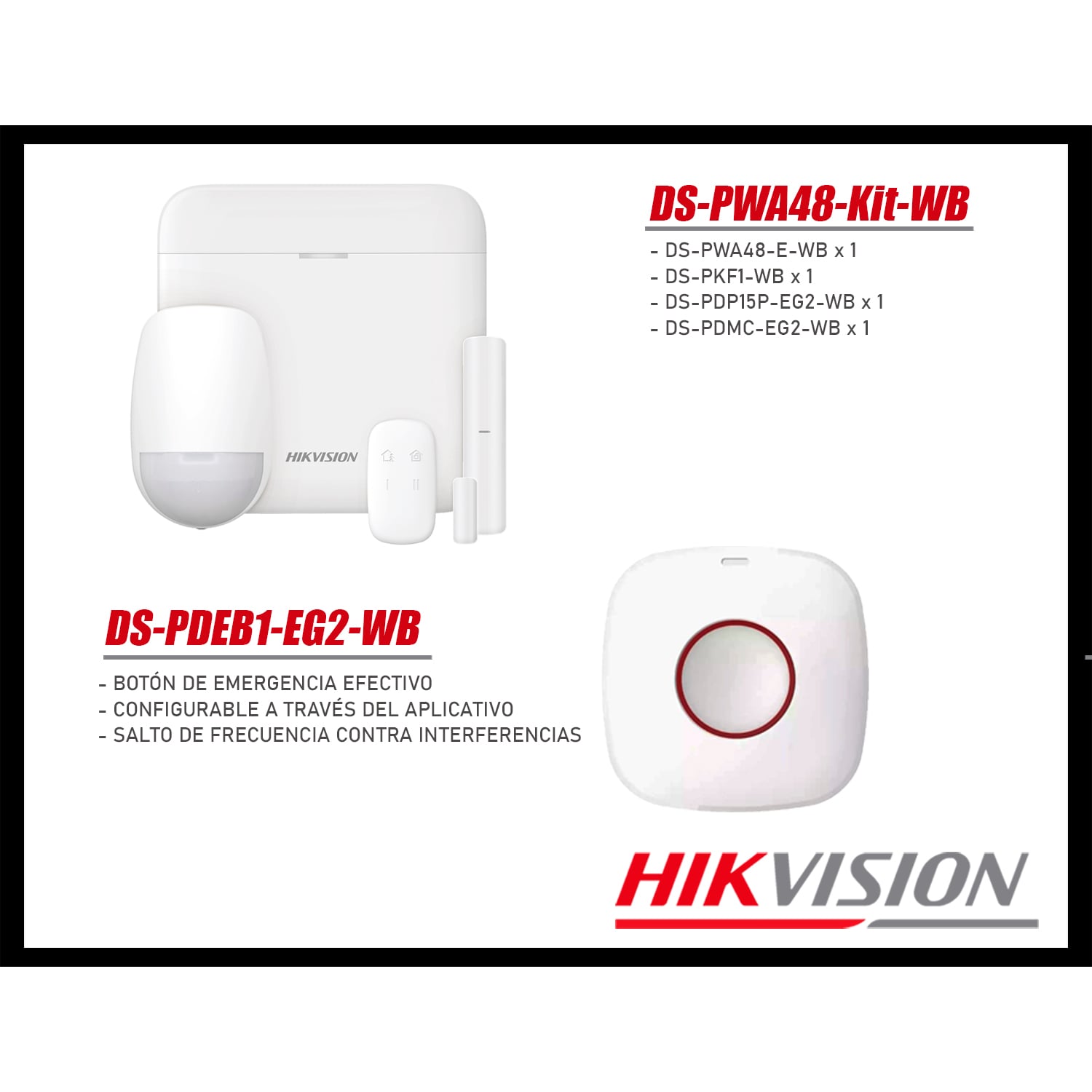 KIT ALARMA HIKVISION AX PRO DS-PWA48-KIT-WB PANEL SENSOR PIR MAGNÉTICO CONTROL SIRENA BOTÓN - 4