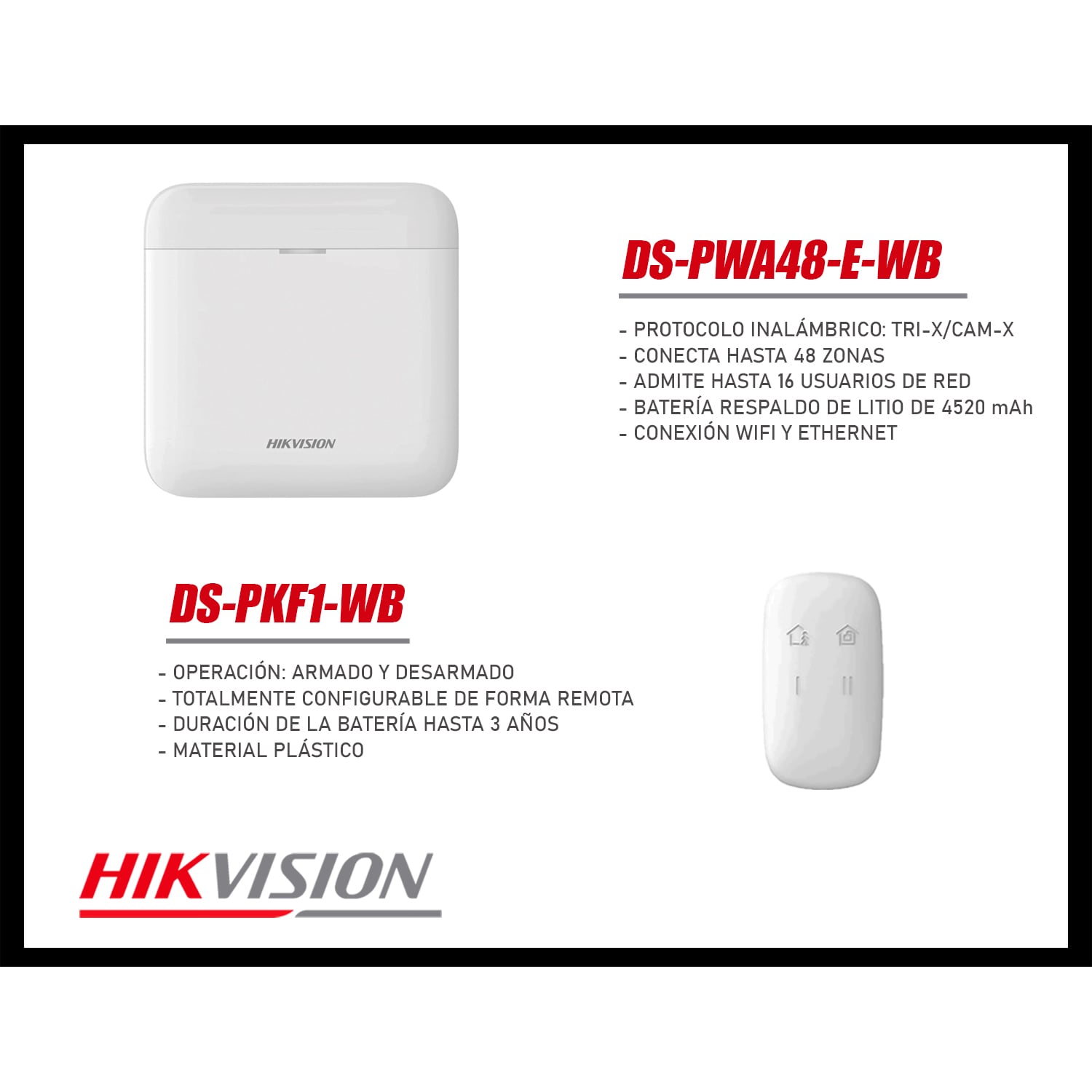 KIT ANTIRROBO HIKVISION AX PRO DS-PWA48-KIT-WB PANEL SENSOR PIR MAGNÉTICO CONTROL - 4