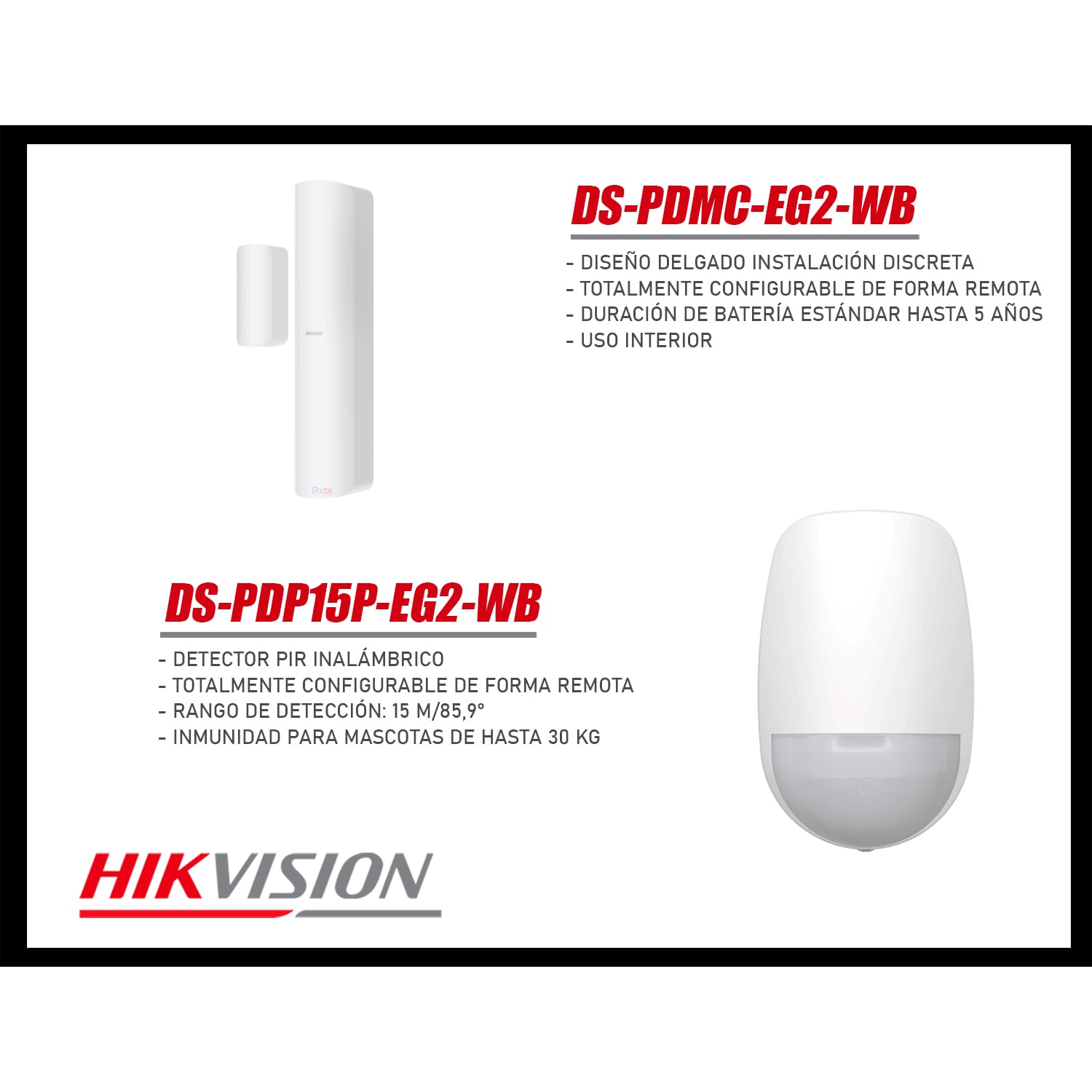 KIT ANTIRROBO HIKVISION AX PRO DS-PWA48-KIT-WB PANEL SENSOR PIR MAGNÉTICO CONTROL - 5