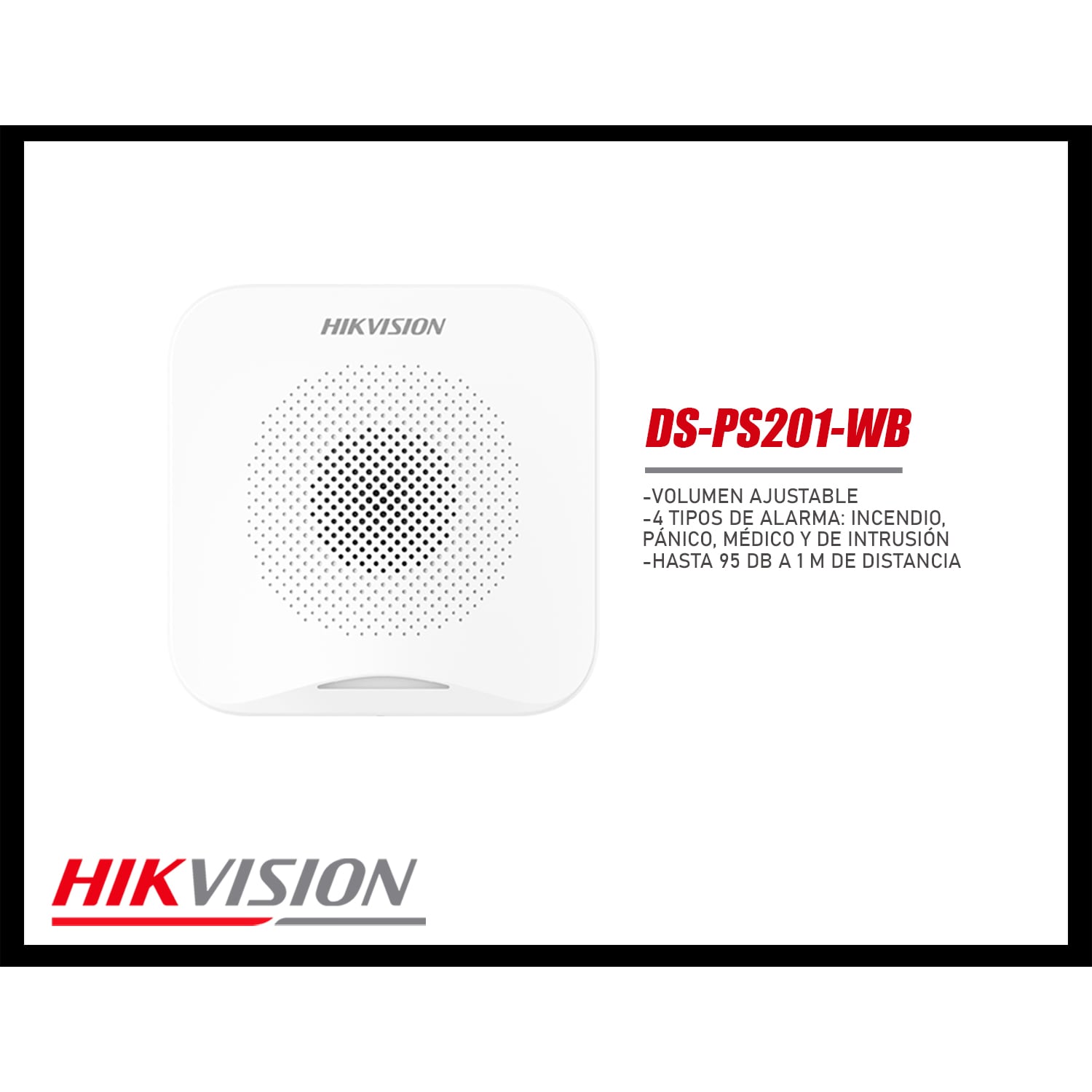 SIRENA HIKVISION DS-PS201-WB INTERIOR ALARMA DE INCENDIO, PÁNICO, MÉDICO E INTRUSIÓN - 3