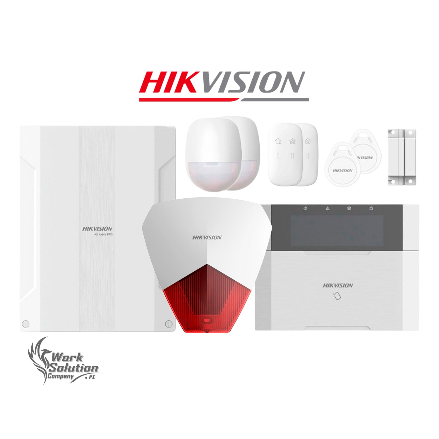 KIT ALARMA HIKVISION AX HIBRIDO DS-PHA64-KIT 64 ZONAS PANEL SENSOR PIR CONTACTO TECLADO SIRENA - 1