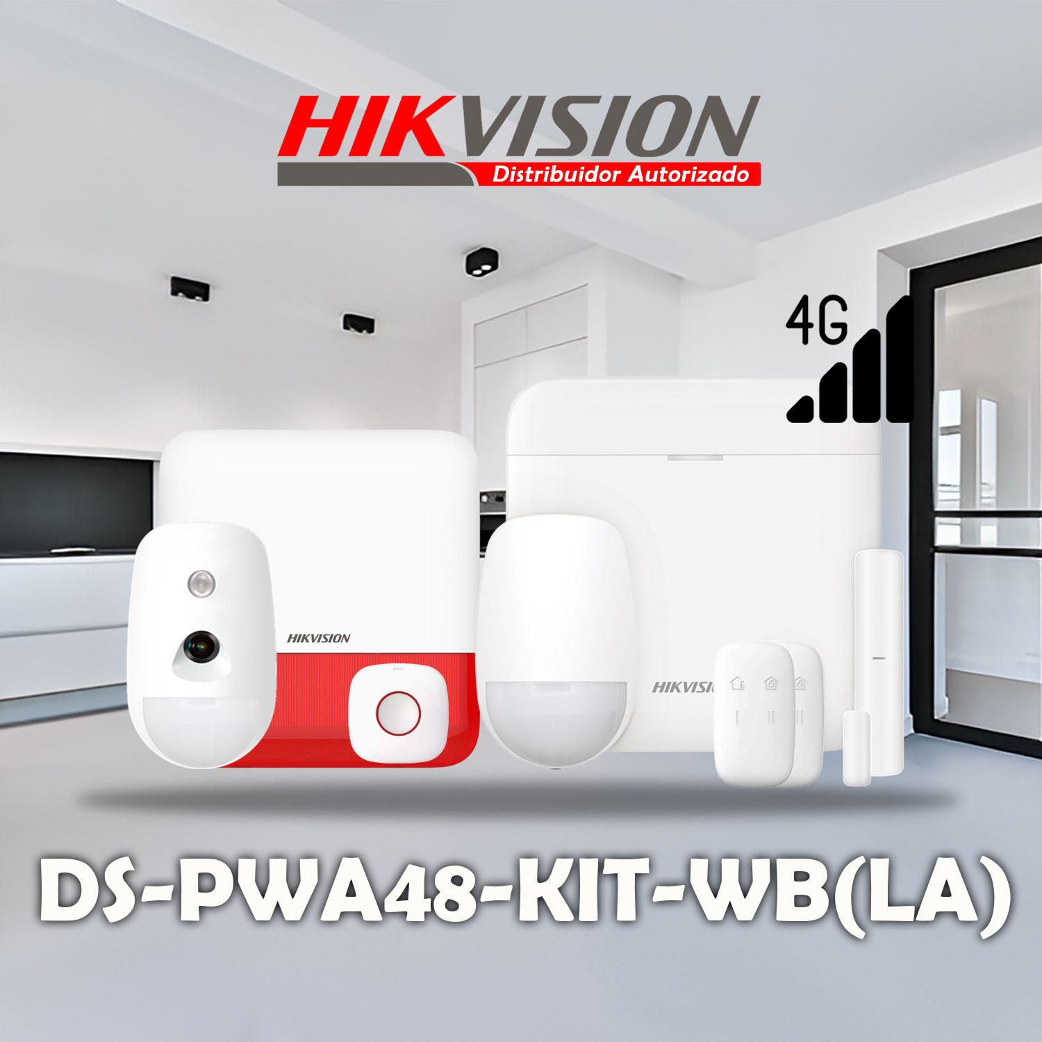 KIT ALARMA HIKVISION AX PRO DS-PWA48-KIT-WB(LA) 4G PANEL PIR CÁMARA SENSORES CONTROL SIRENA BOTÓN - 2