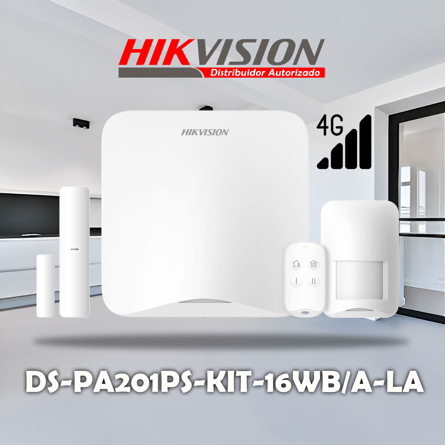 KIT ANTIRROBO HIKVISION AX HOME DS-PA201PS-KIT-16WB / A-LA 4G 16 ZONAS PANEL PIR CONTACTO CONTROL - 2