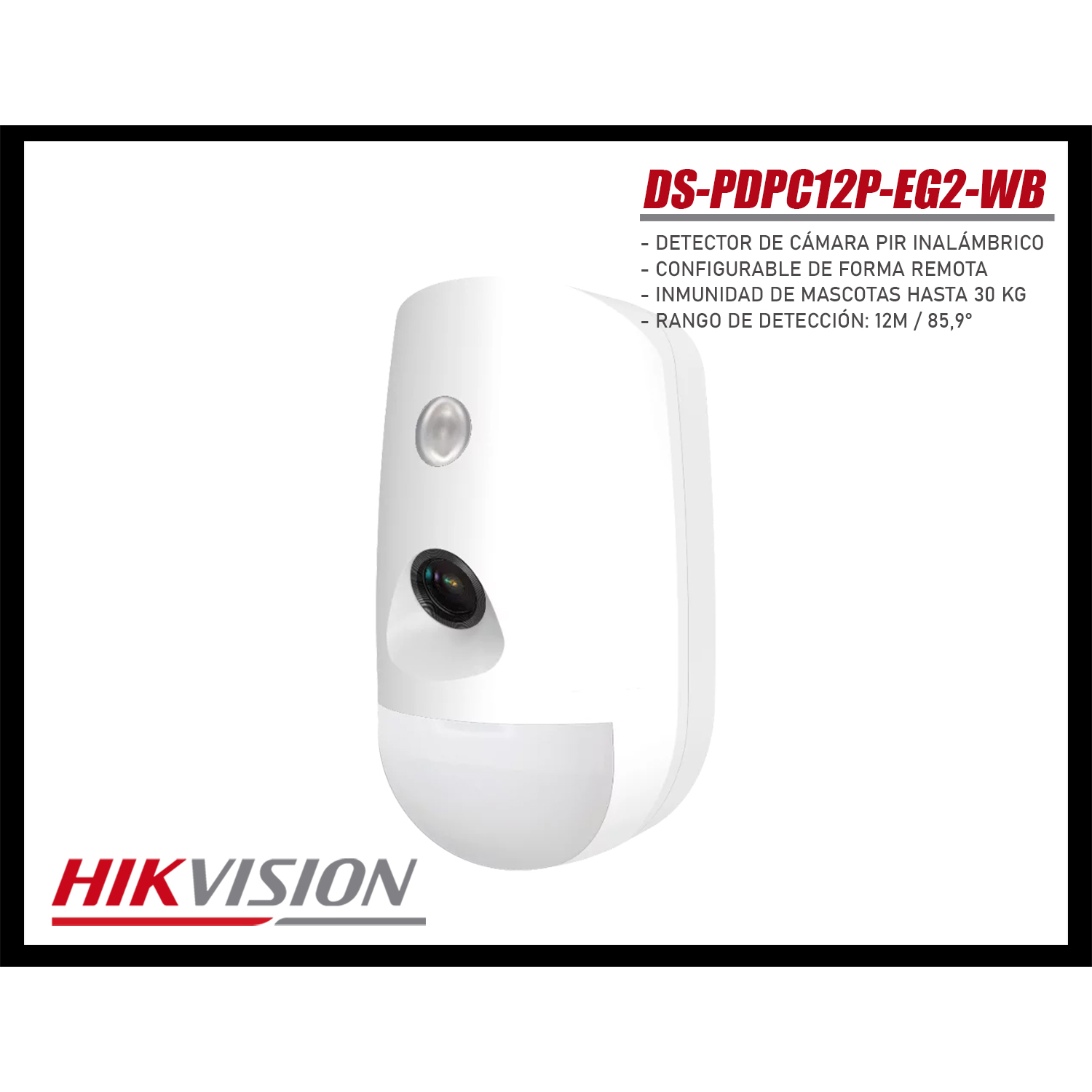 DETECTOR PIR HIKVISION DS-PDPC12P-EG2-WB CON CÁMARA INALÁMBRICO DETECCIÓN 15M INTERIOR - 3