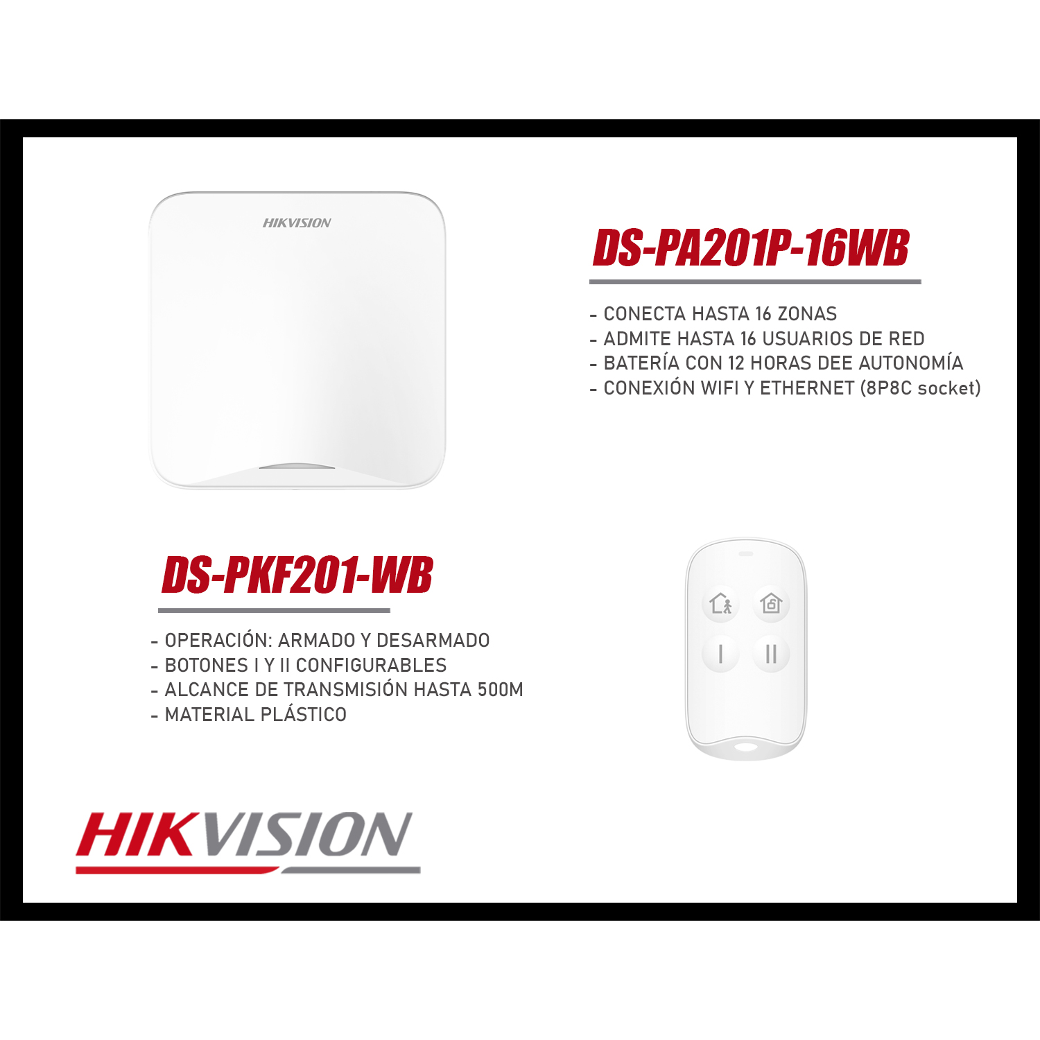 KIT ANTIRROBO HIKVISION AX HOME DS-PA201P-KIT-16WB 16 ZONAS PANEL SENSOR PIR MAGNÉTICO CONTROL - 4