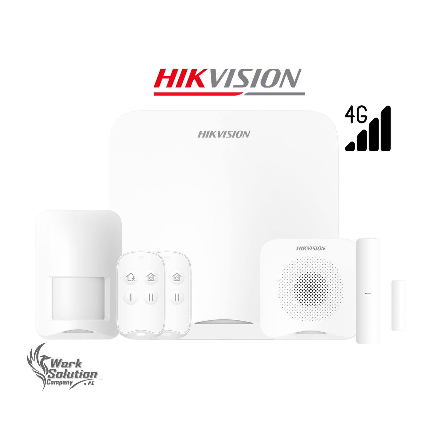 KIT ALARMA HIKVISION AX HOME DS-PA201PS-KIT-16WB / A-LA 4G 16 ZONAS PANEL PIR MAGNÉTICO CONTROL SIRENA - 1