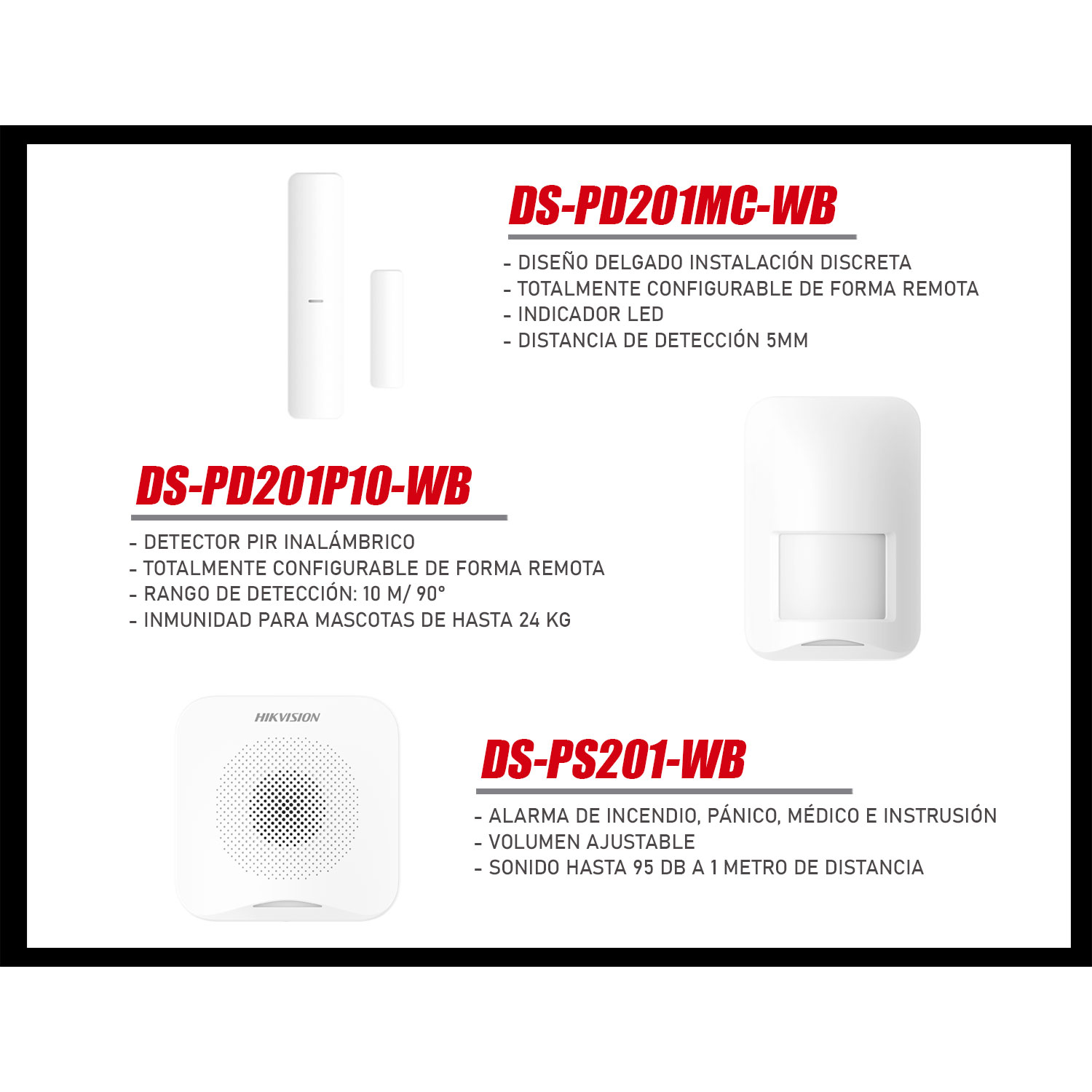 KIT ALARMA HIKVISION AX HOME DS-PA201PS-KIT-16WB / A-LA 4G 16 ZONAS PANEL PIR MAGNÉTICO CONTROL SIRENA - 5