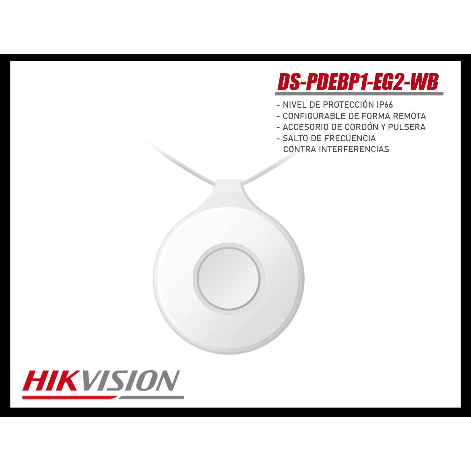 BOTÓN DE EMERGENCIA HIKVISION DS-PDEBP1-EG2-WB ALCANCE 800M IP54 PORTÁTIL - 3