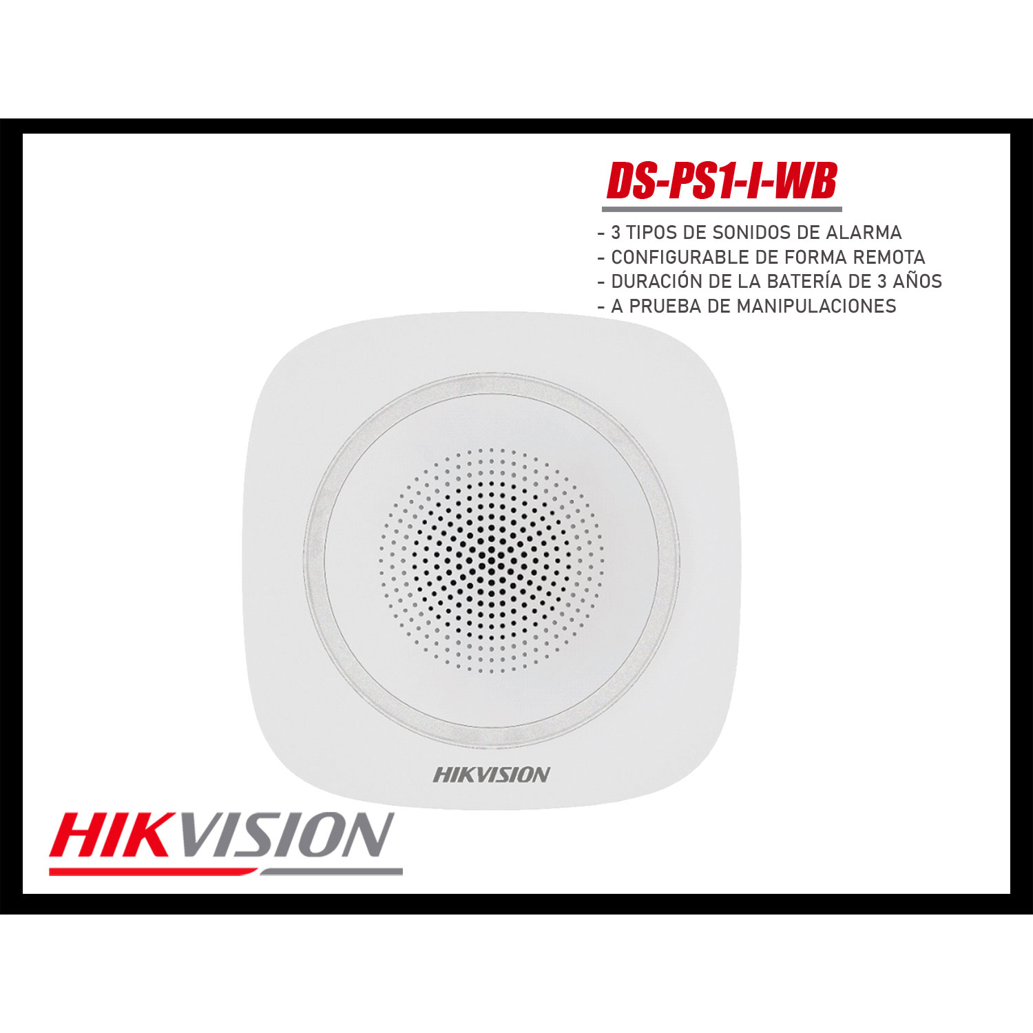 SIRENA HIKVISION DS-PS1-I-WB INTERIOR ALARMA DE INCENDIO, PÁNICO E INTRUSIÓN - 3