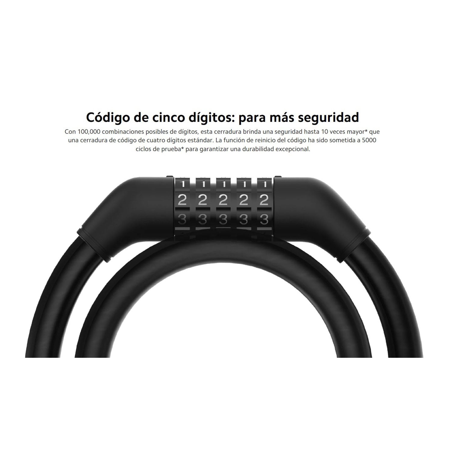 CABLE CANDADO XIAOMI CABLE LOCK CÓDIGO 5 DÍGITOS ACERO CONTRA IMPACTOS - 2