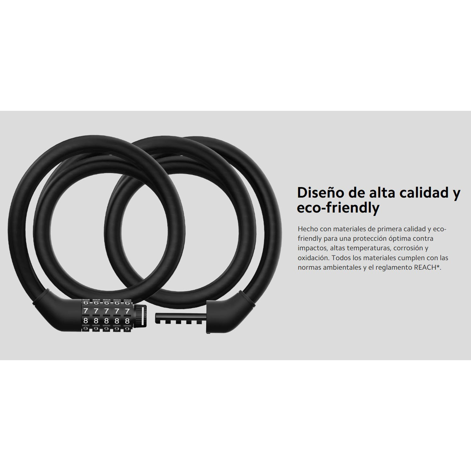 CABLE CANDADO XIAOMI CABLE LOCK CÓDIGO 5 DÍGITOS ACERO CONTRA IMPACTOS - 5