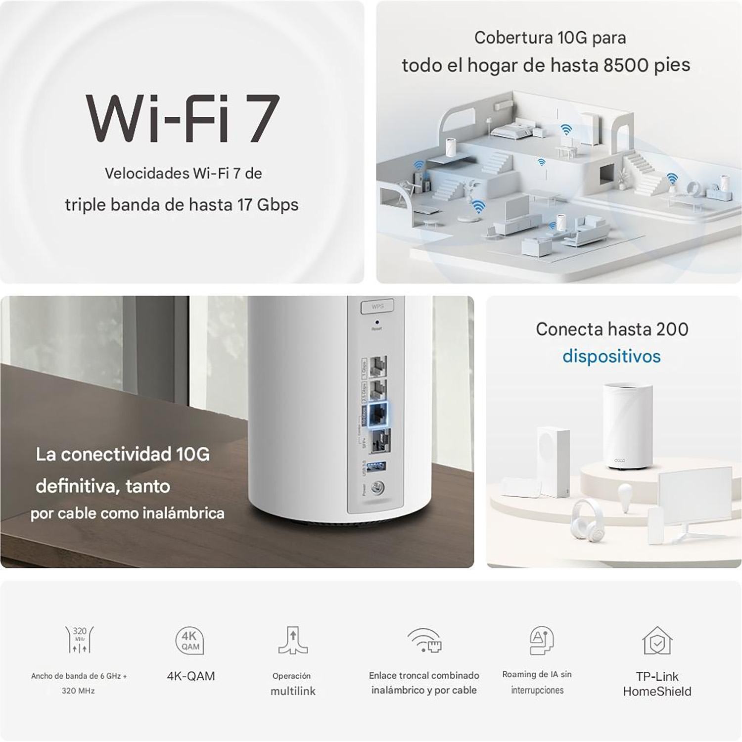 SISTEMA MESH TP-LINK DECO BE77 (3-PACK) WIFI 7 TRIBANDA BE17000 - 2