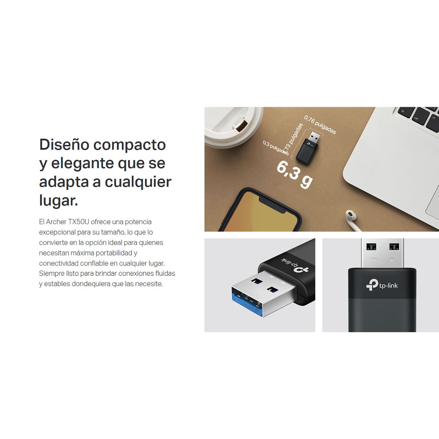 ADAPTADOR WIFI USB TP-LINK ARCHER TX50U WIFI 6 DOBLE BANDA AX3000 - 4
