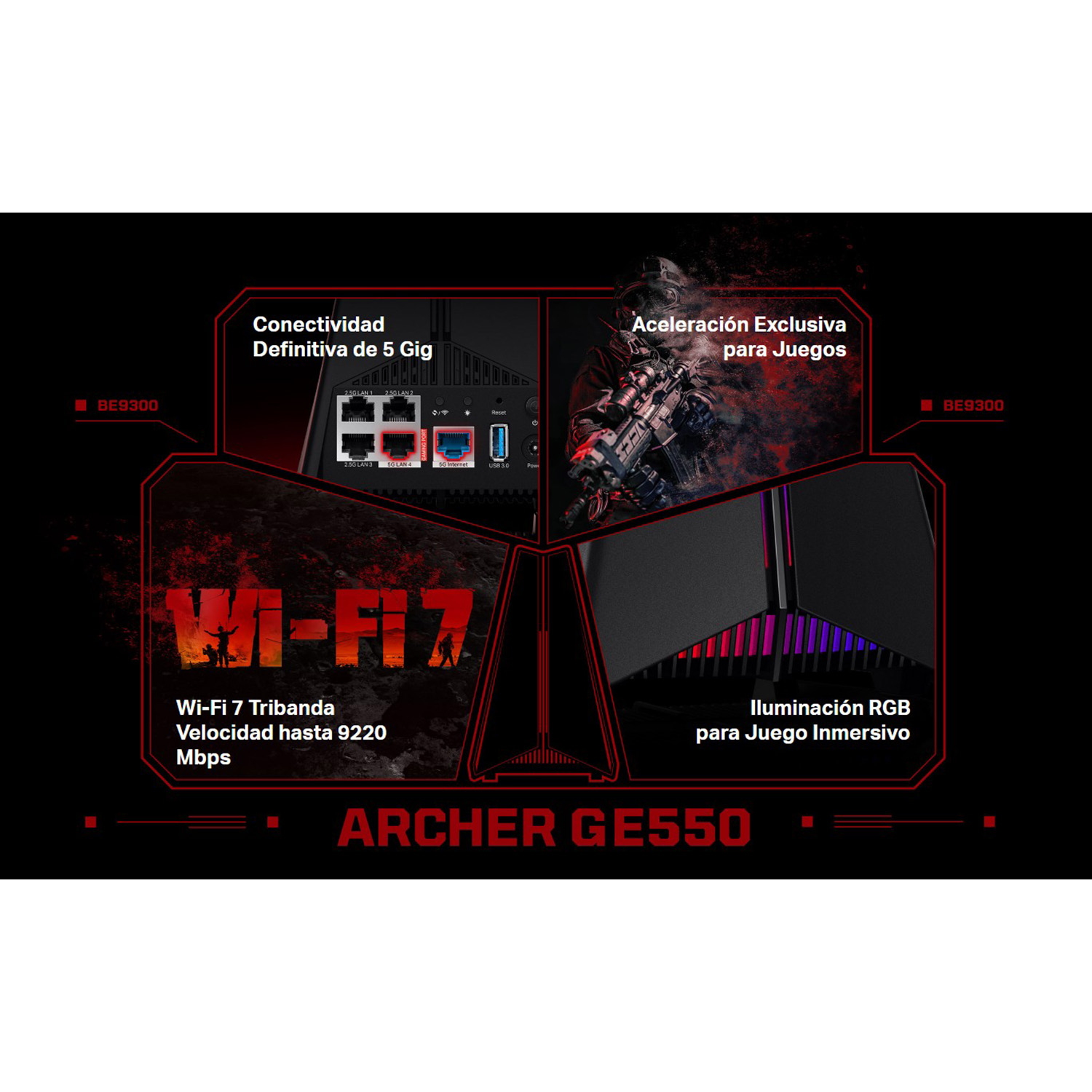 ROUTER GAMING TP-LINK ARCHER GE550 WIFI 7 TRIBANDA BE9300 PANEL GAMING - 2