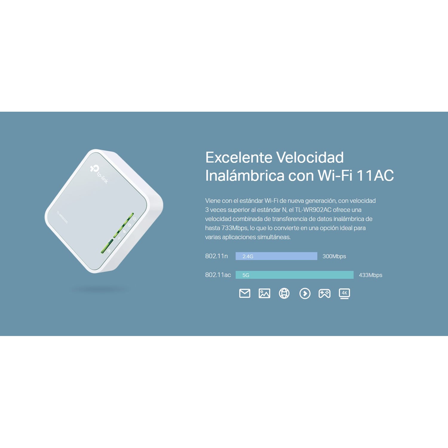 ROUTER TP-LINK TL-WR902AC WIFI 5 DOBLE BANDA AC750 PORTÁTIL - 2