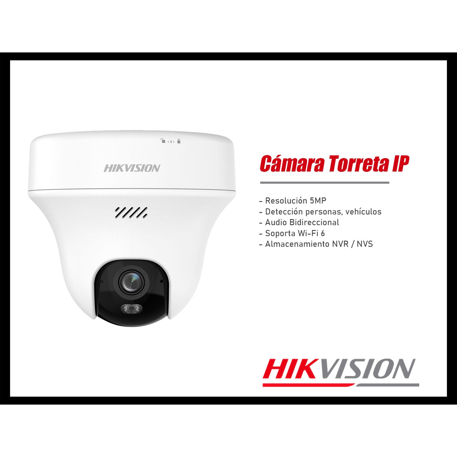 CÁMARA SEGURIDAD WIFI HIKVISION DS-2CFWQ5 5MP TORRETA AUDIO BIDIRECIONAL DETECCIÓN VEHÍCULOS - 2