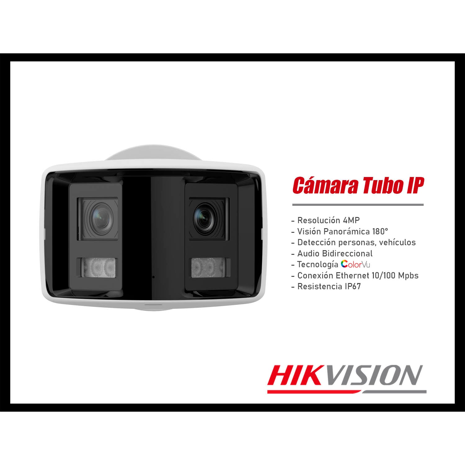 CÁMARA SEGURIDAD IP HIKVISION DS-2CD2T47G2P-LSU/SL 4MP TUBO COLORVU VISIÓN 180 LUZ ALARMA - 2