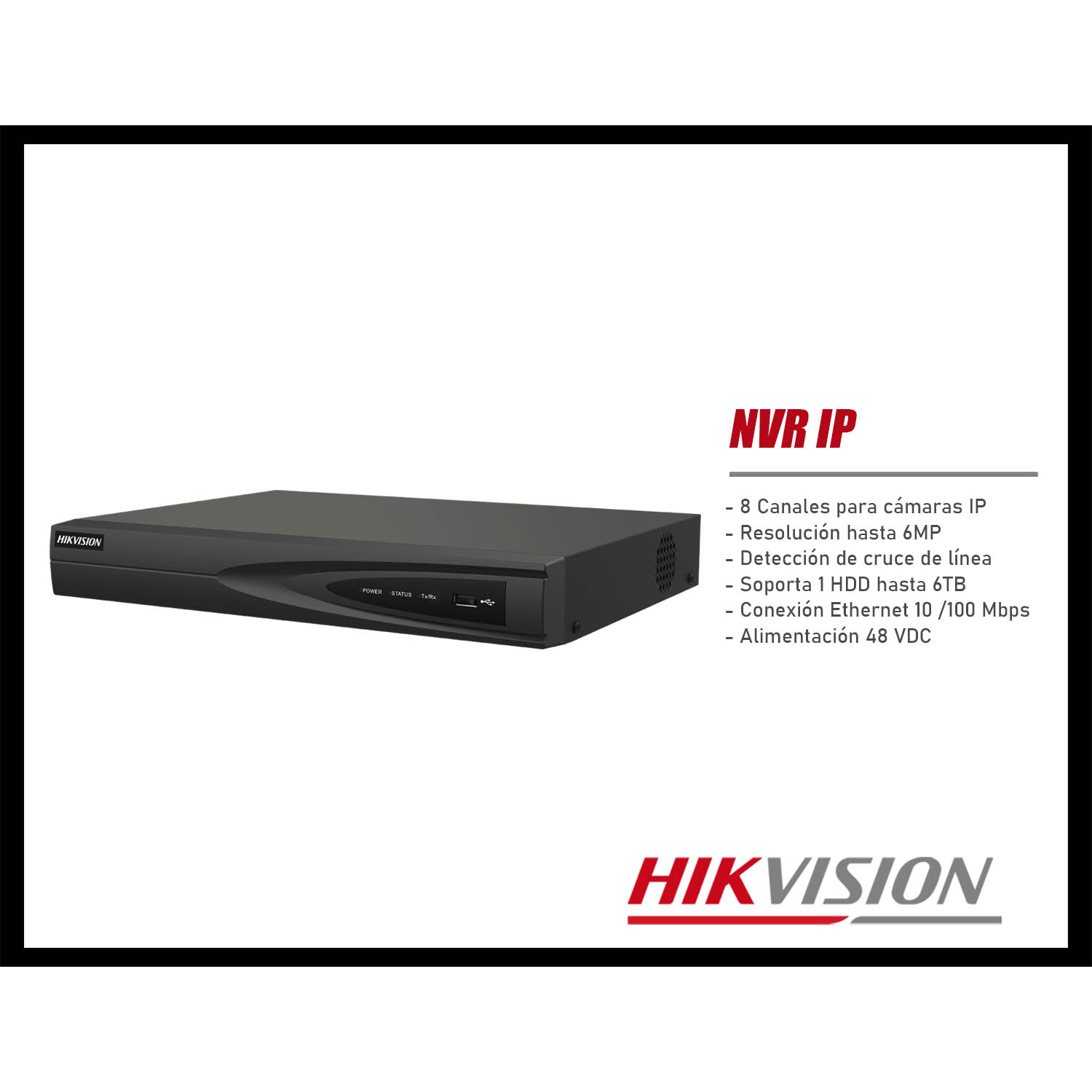 GRABADOR NVR HIKVISION DS-7108NI-Q1 8 CANALES HASTA 6MP HDMI VGA - 2