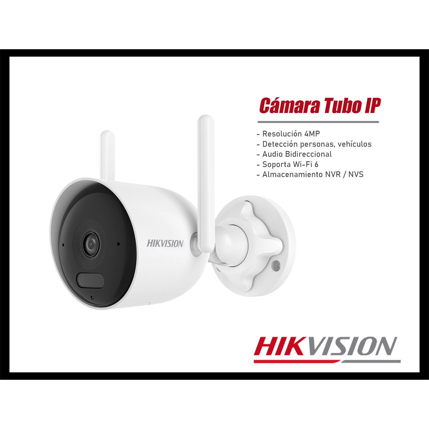 KIT CÁMARAS SEGURIDAD IP HIKVISION NKS424WBH 4MP 2 CÁMARAS TUBO AUDIO BIDIRECCIONAL NVS 4CH - 3