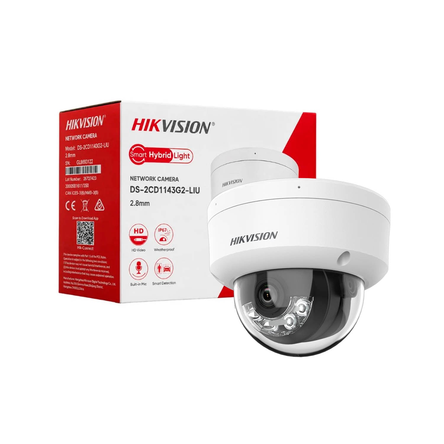 CÁMARA SEGURIDAD IP HIKVISION DS-2CD1143G2-LIU 4MP DOMO DETECCIÓN PERSONAS VEHÍCULOS IK08 - 3