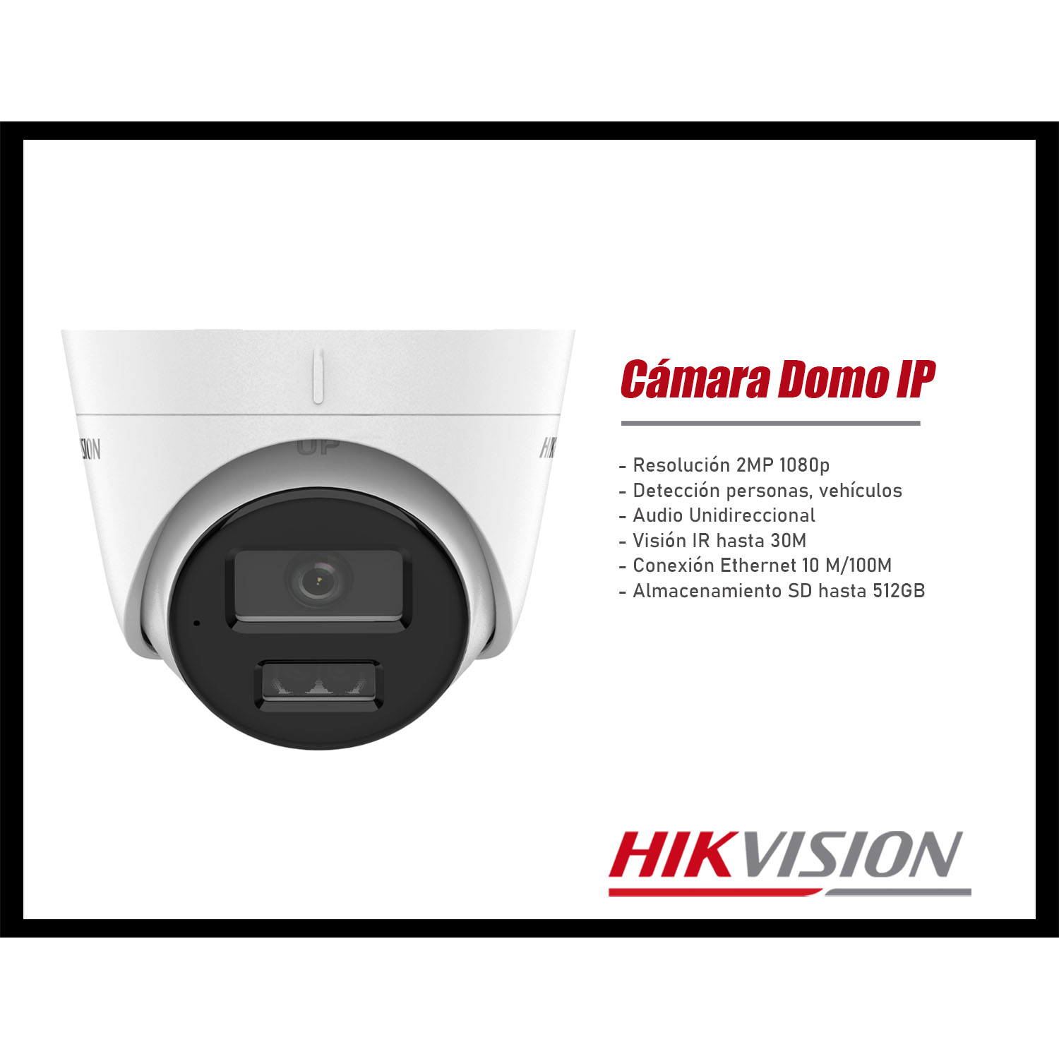 CÁMARA SEGURIDAD IP HIKVISION DS-2CD1323G2-LIU 2MP DOMO AUDIO VISIÓN NOCTURNA 30M - 3
