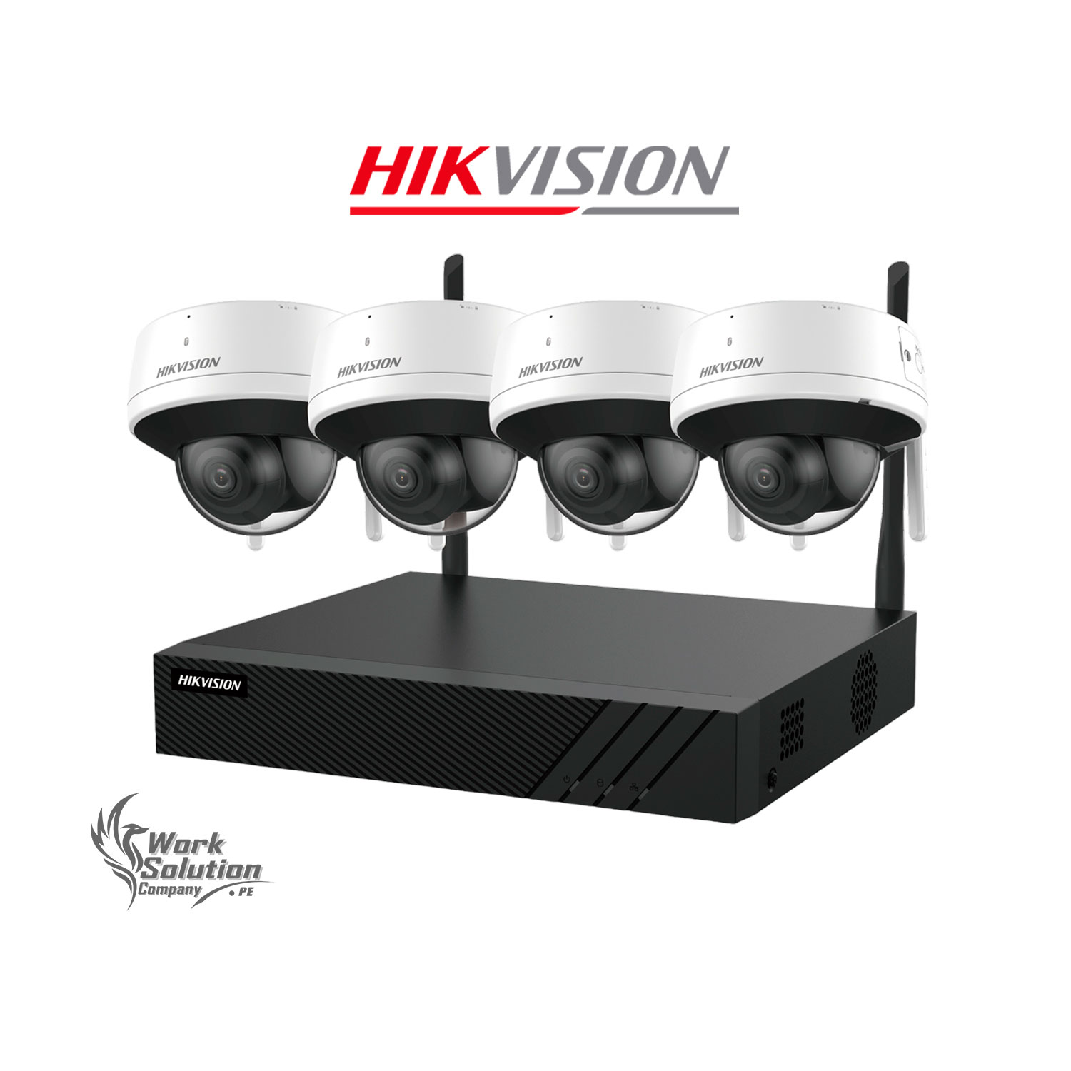 KIT CÁMARAS SEGURIDAD IP HIKVISION NK844WDH 4MP 4 CÁMARAS DOMO AUDIO BIDIRECCIONAL NVR 8CH WIFI - 1