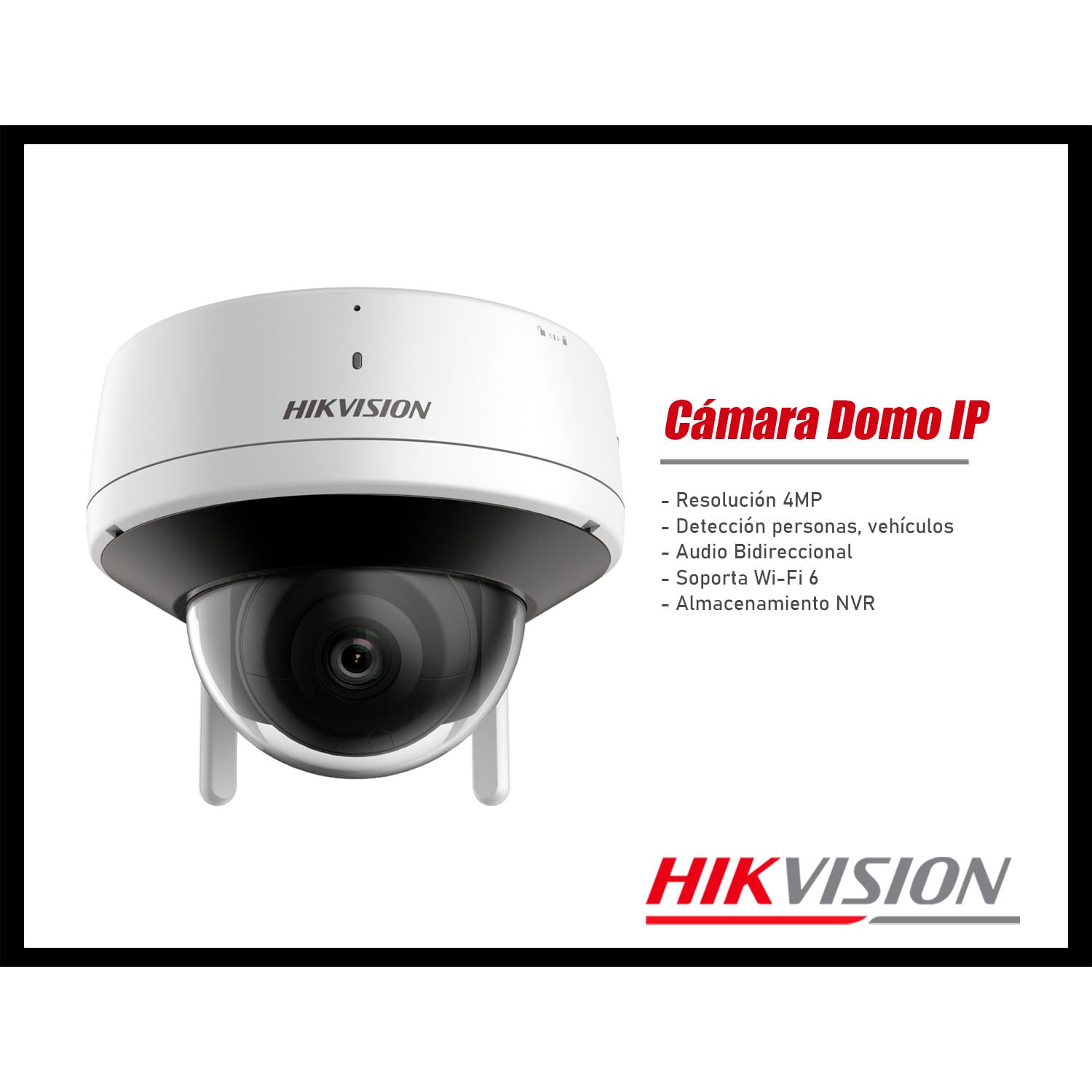 KIT CÁMARAS SEGURIDAD IP HIKVISION NK844WDH 4MP 4 CÁMARAS DOMO AUDIO BIDIRECCIONAL NVR 8CH WIFI - 3