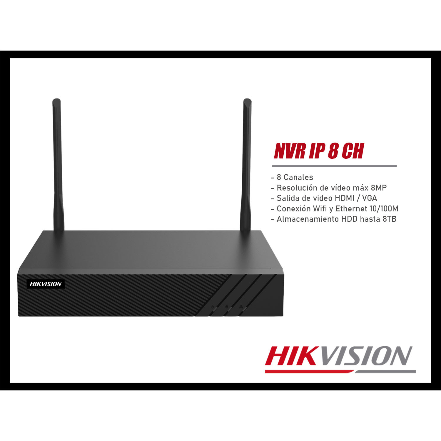 KIT CÁMARAS SEGURIDAD IP HIKVISION NK844WDH 4MP 4 CÁMARAS DOMO AUDIO BIDIRECCIONAL NVR 8CH WIFI - 4