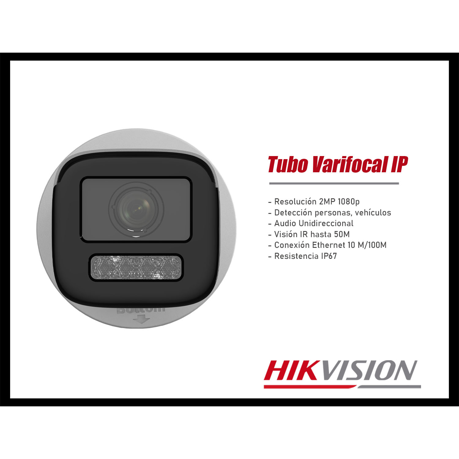 CÁMARA SEGURIDAD IP HIKVISION DS-2CD1623G2-LIZU 2MP TUBO VARIFOCAL AUDIO DETECCIÓN PERSONAS LUZ HÍBRIDA - 2