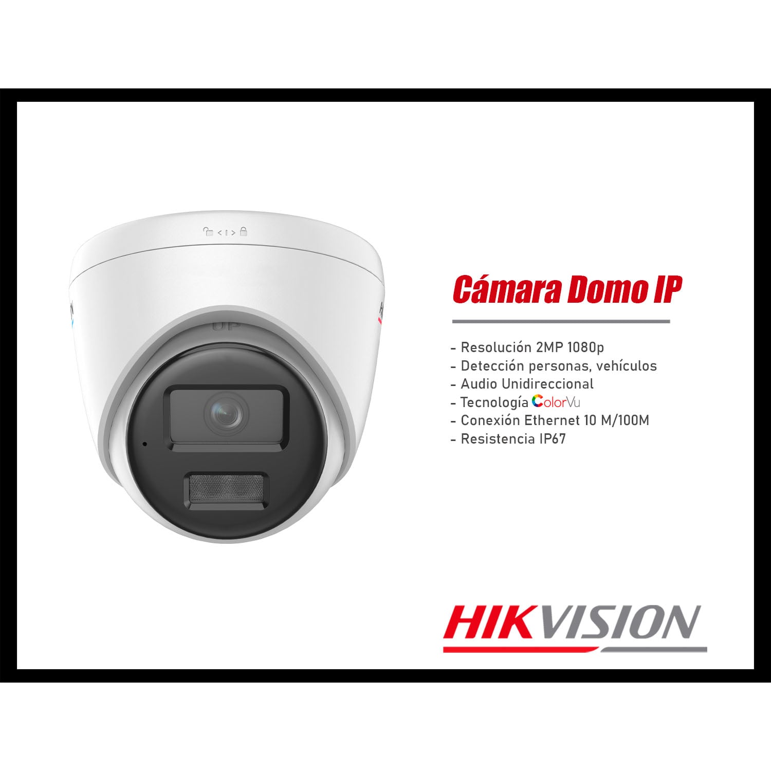 CÁMARA SEGURIDAD IP HIKVISION DS-2CD1327G2H-LIU 2MP DOMO COLORVU AUDIO DETECCIÓN PERSONAS - 2