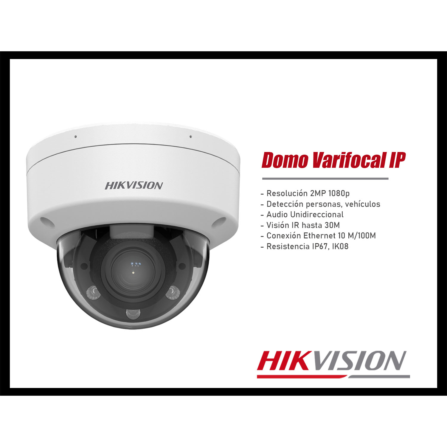CÁMARA SEGURIDAD IP HIKVISION DS-2CD1723G2-LIZU 2MP DOMO AUDIO DETECCIÓN PERSONAS LUZ HÍBRIDA - 3